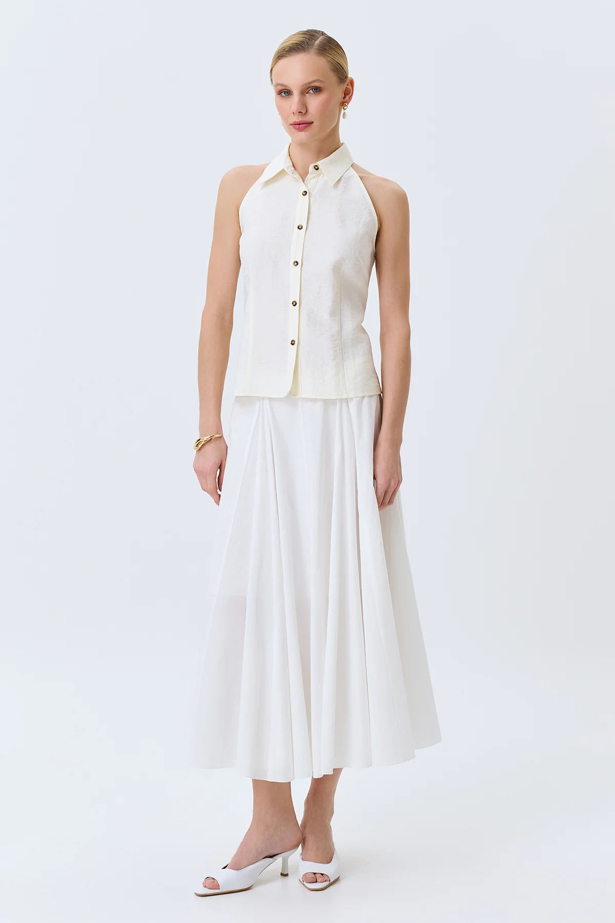 Приталенная блузка с корсетной шнуровкой, 50