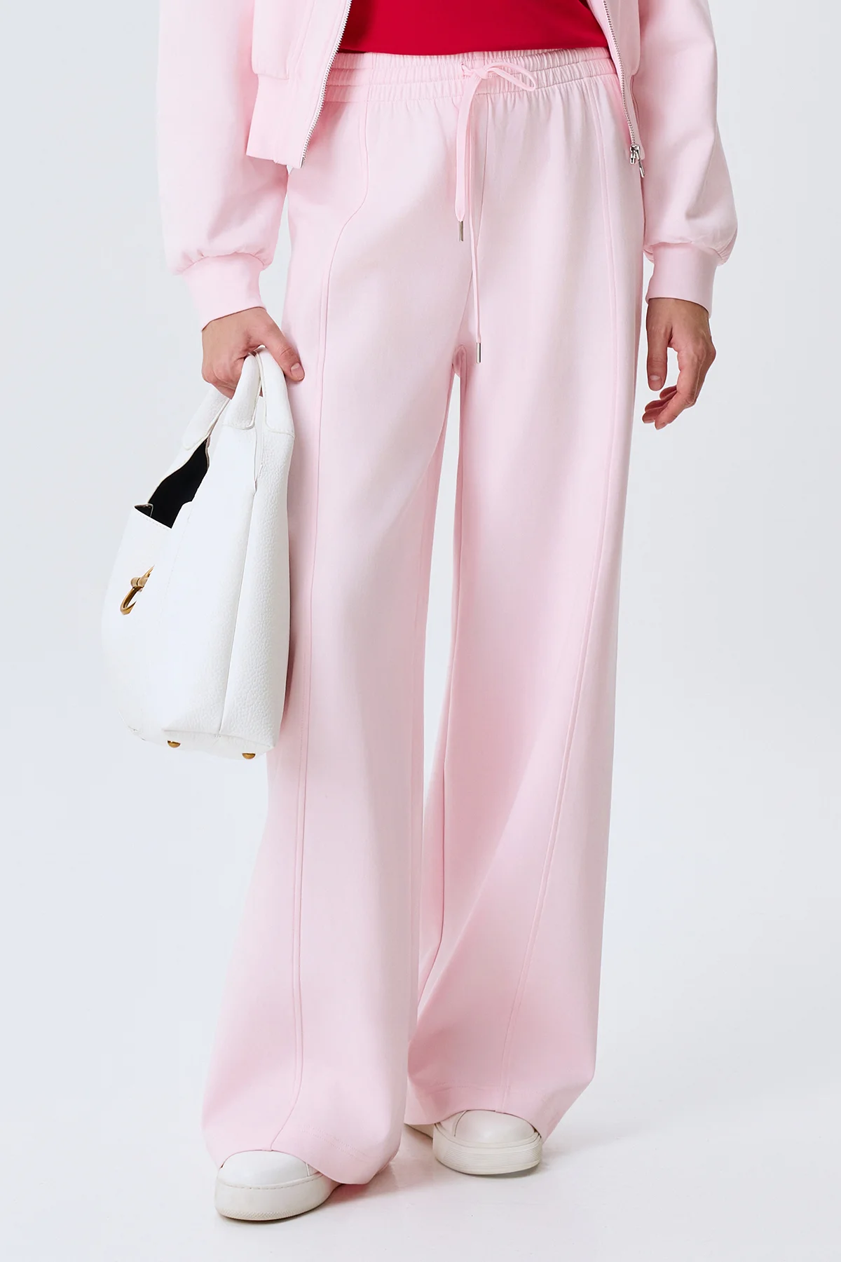 Трикотажные розовые брюки из хлопка, 48