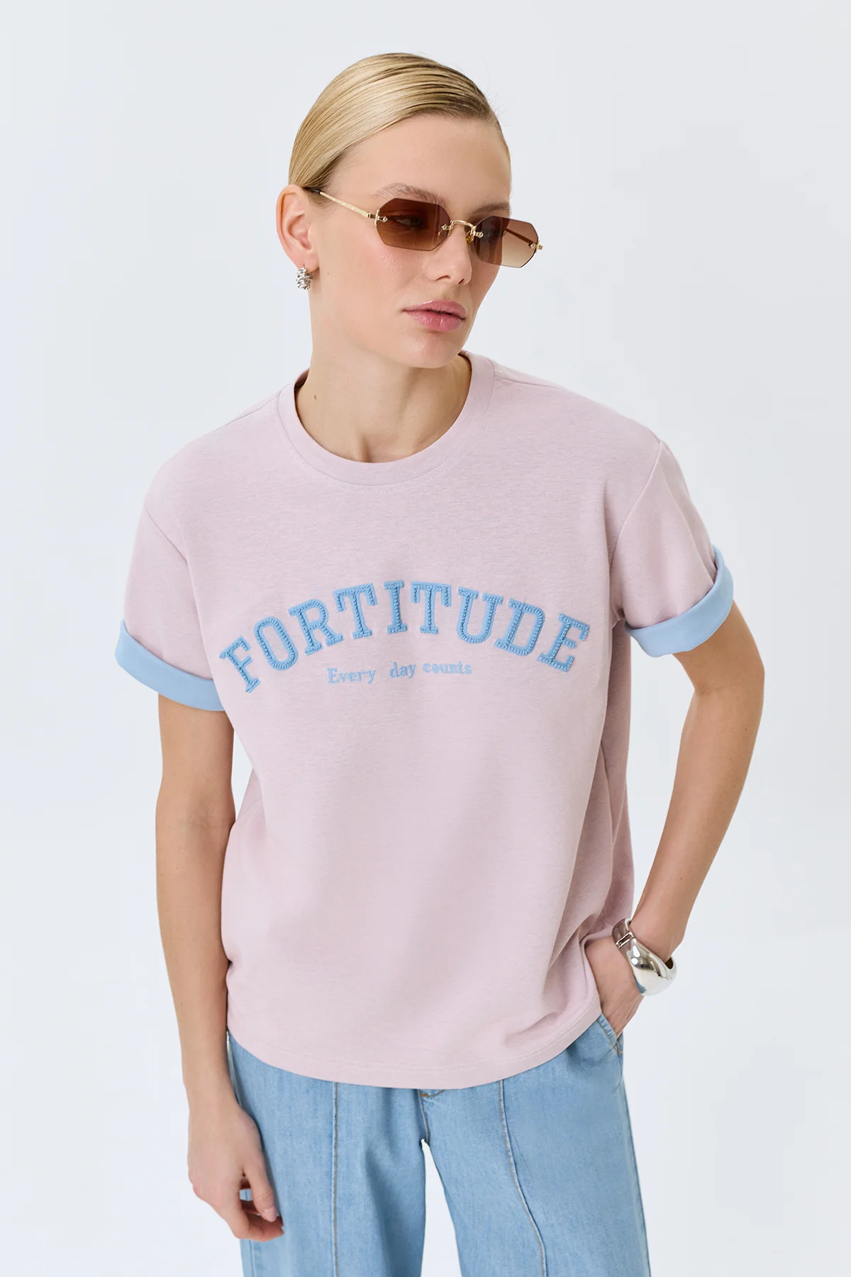 Прямая футболка в стиле "College", 44