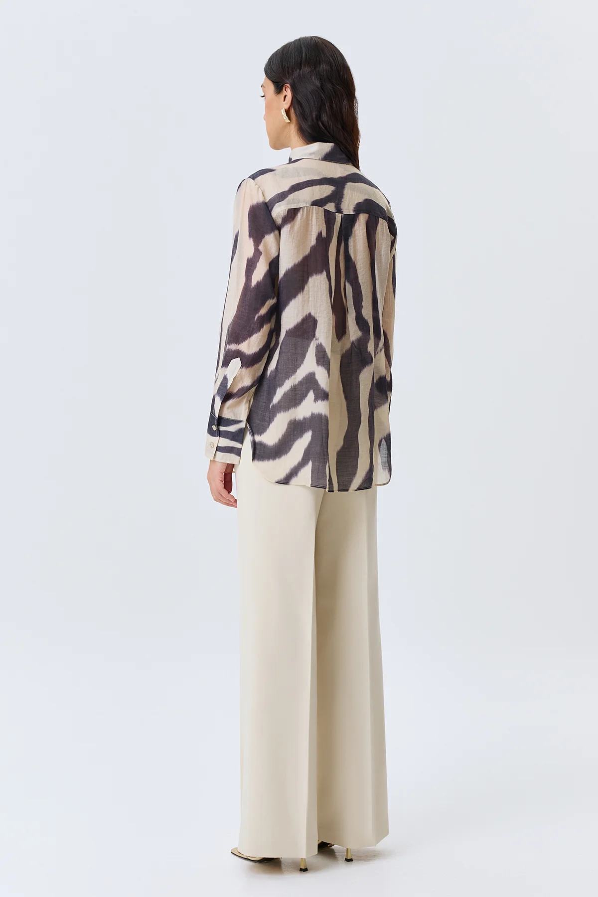 Блузка из тенселя с принтом, 42