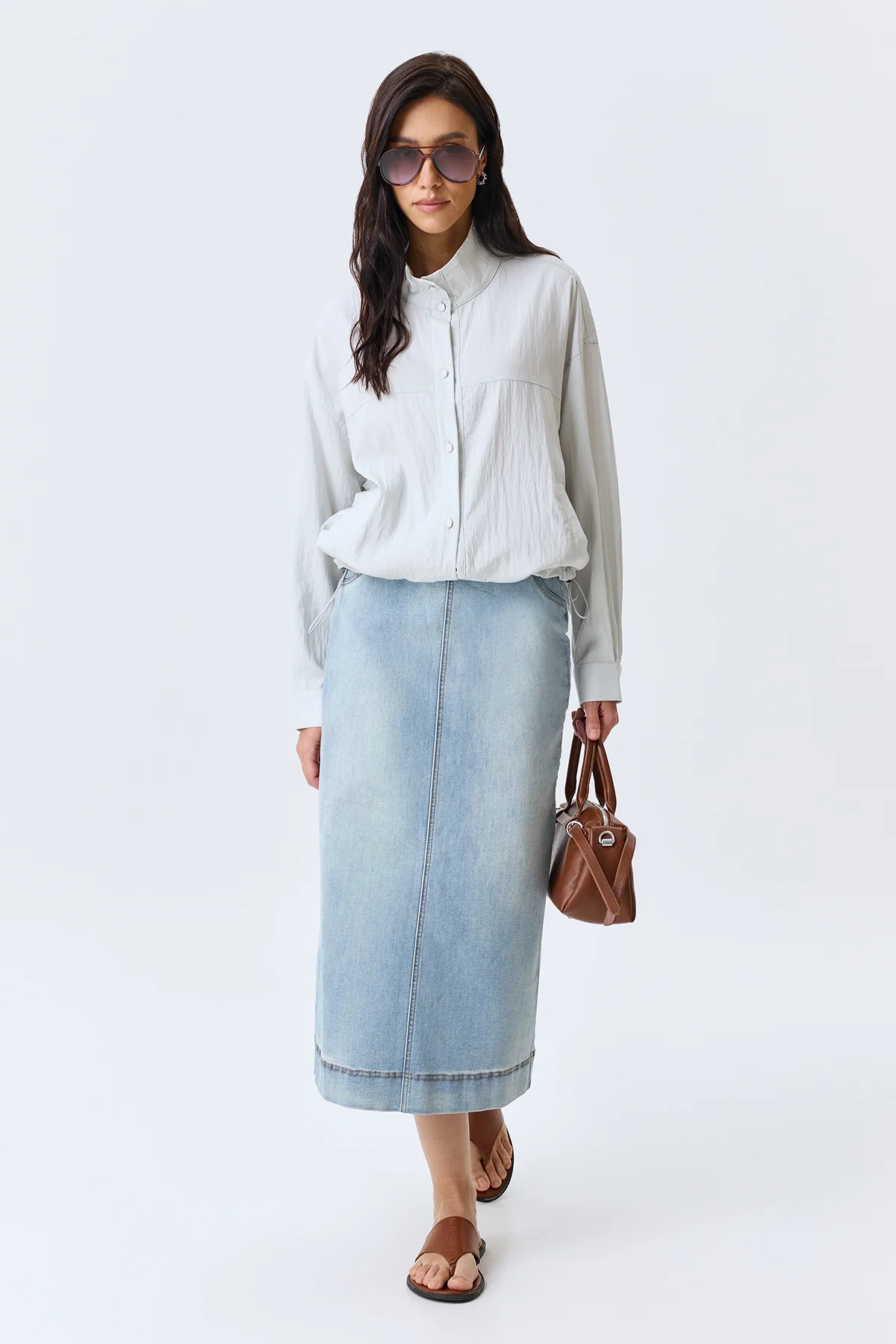 Жакет из тенселя с высоким воротником, 46