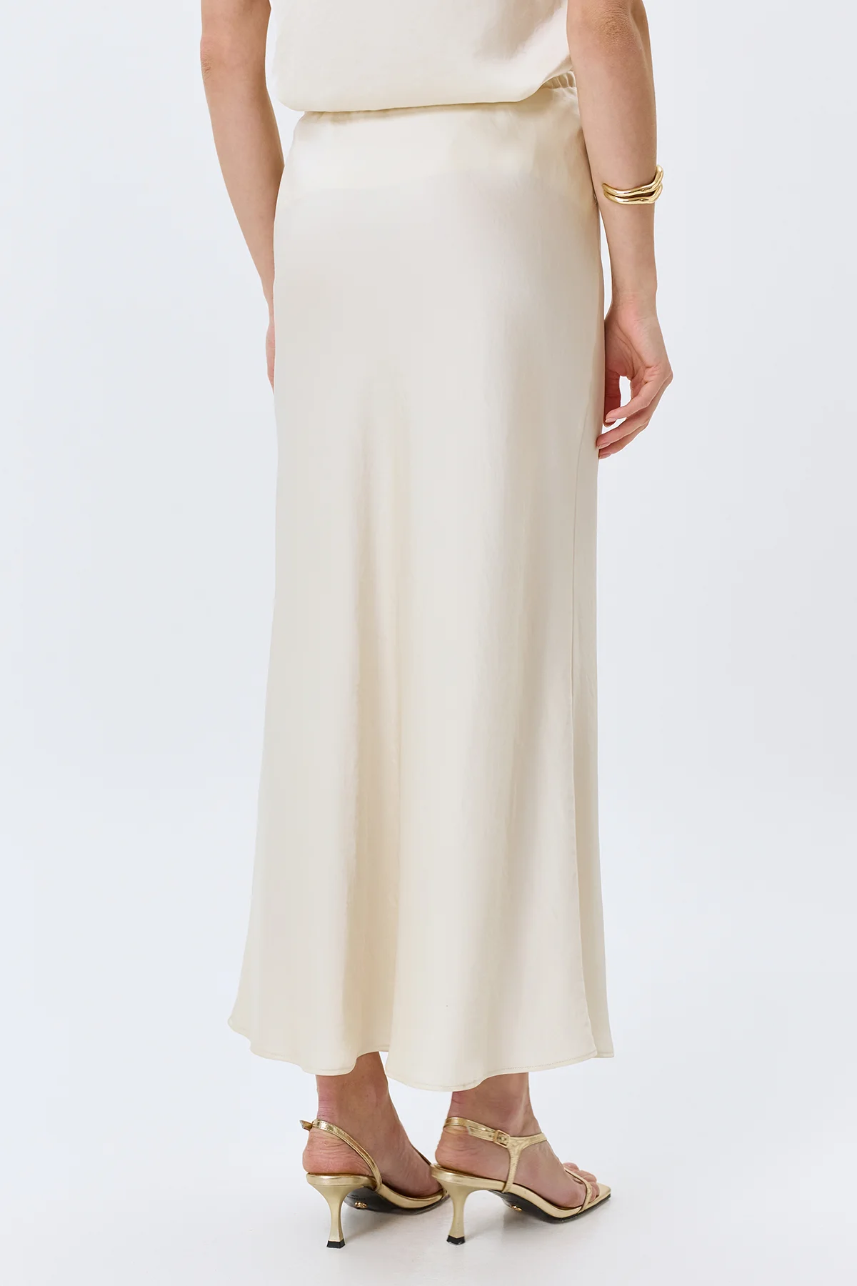 Светлая сатиновая юбка из смесовой вискозы, 48
