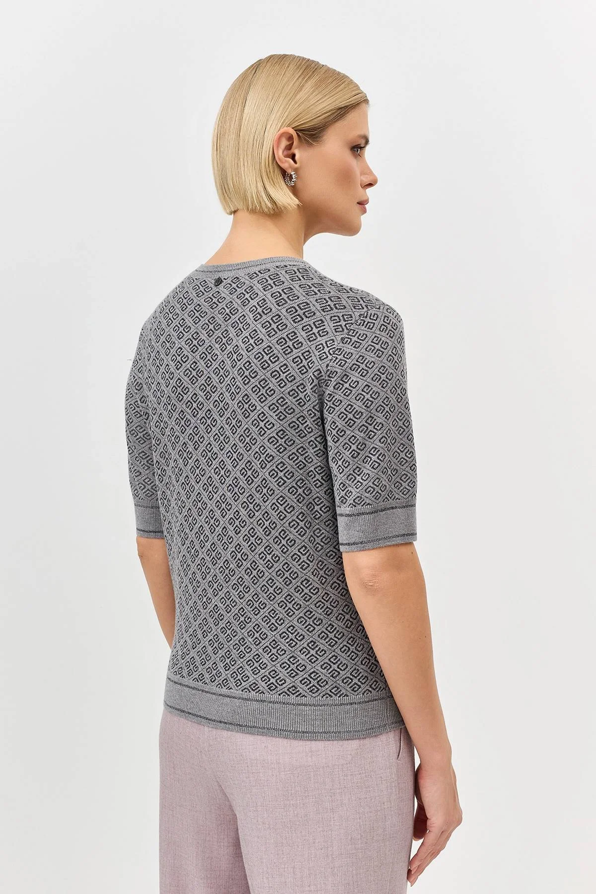 Лимитированная серия жакардовый джемпер с шелком и ремень, 34 Лимитированная серия жакардовый джемпер с шелком и ремень, 34