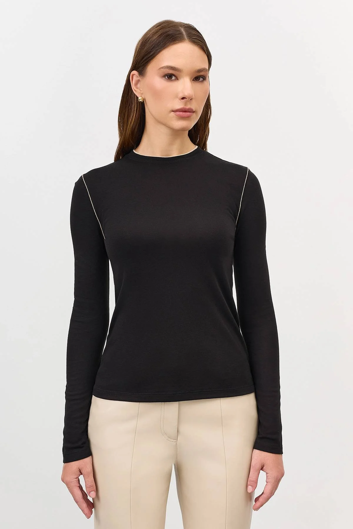 Тонкий лонгслив из модала в черном цвете, 50 Тонкий лонгслив из модала в черном цвете, 50