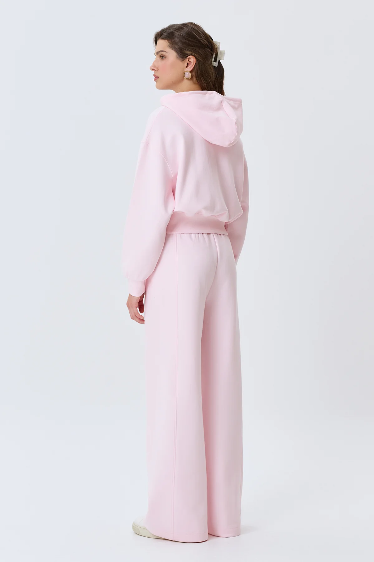 Трикотажные розовые брюки из хлопка, 42