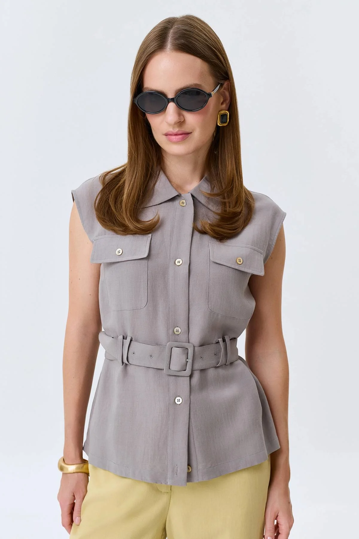 Блузка-жилет из тенселя, 44