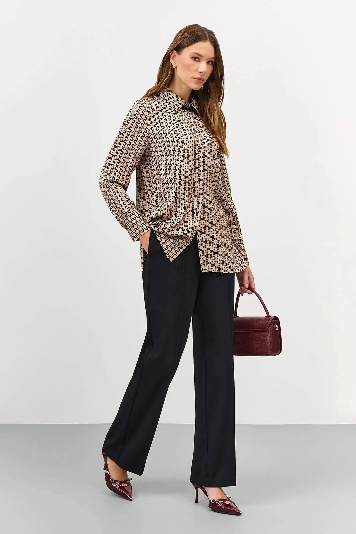 Блузка с принтом из 100% вискозы, 44