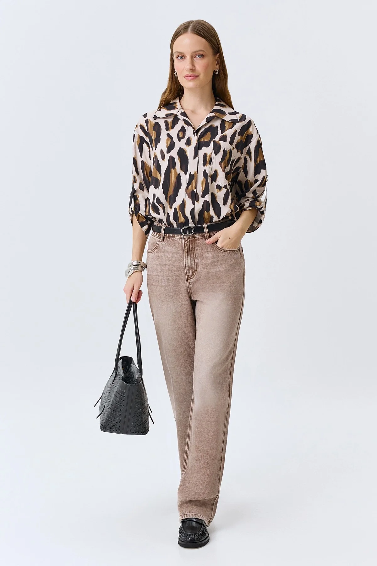 Прямые брюки из смесовой вискозы, 44