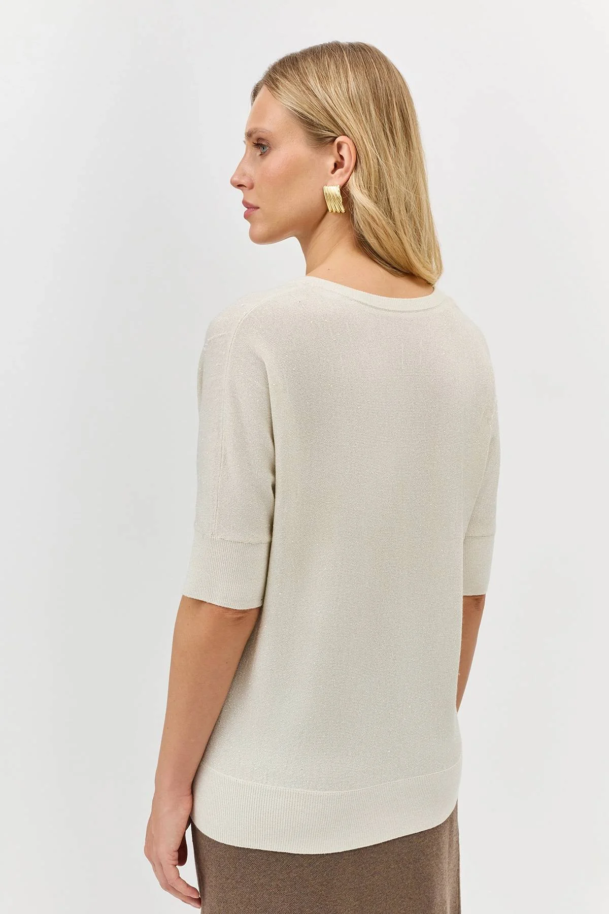 Лимитированная серия мерцающий джемпер с шелком и ремень, 34 Лимитированная серия мерцающий джемпер с шелком и ремень, 34