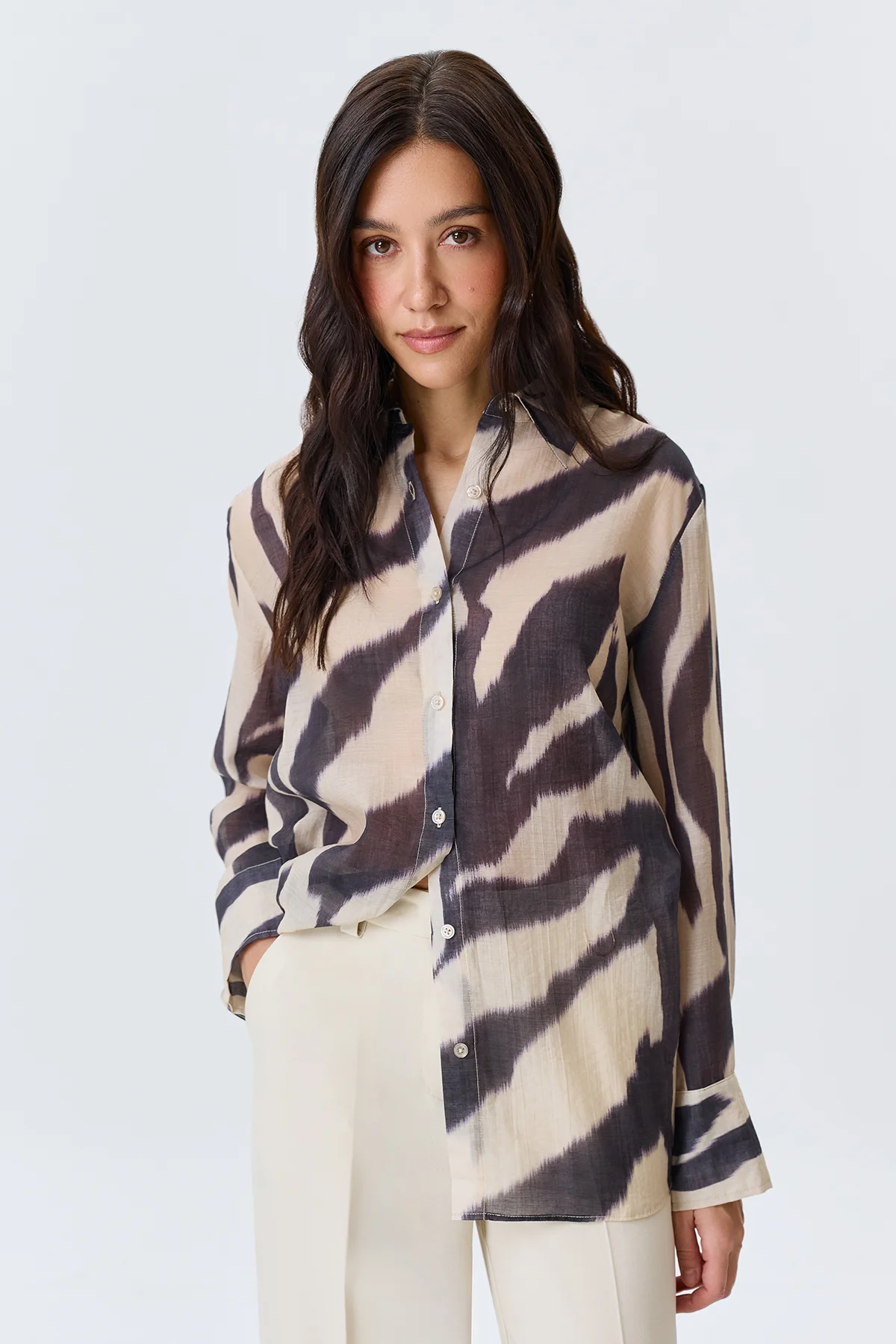 Блузка из тенселя с принтом, 50