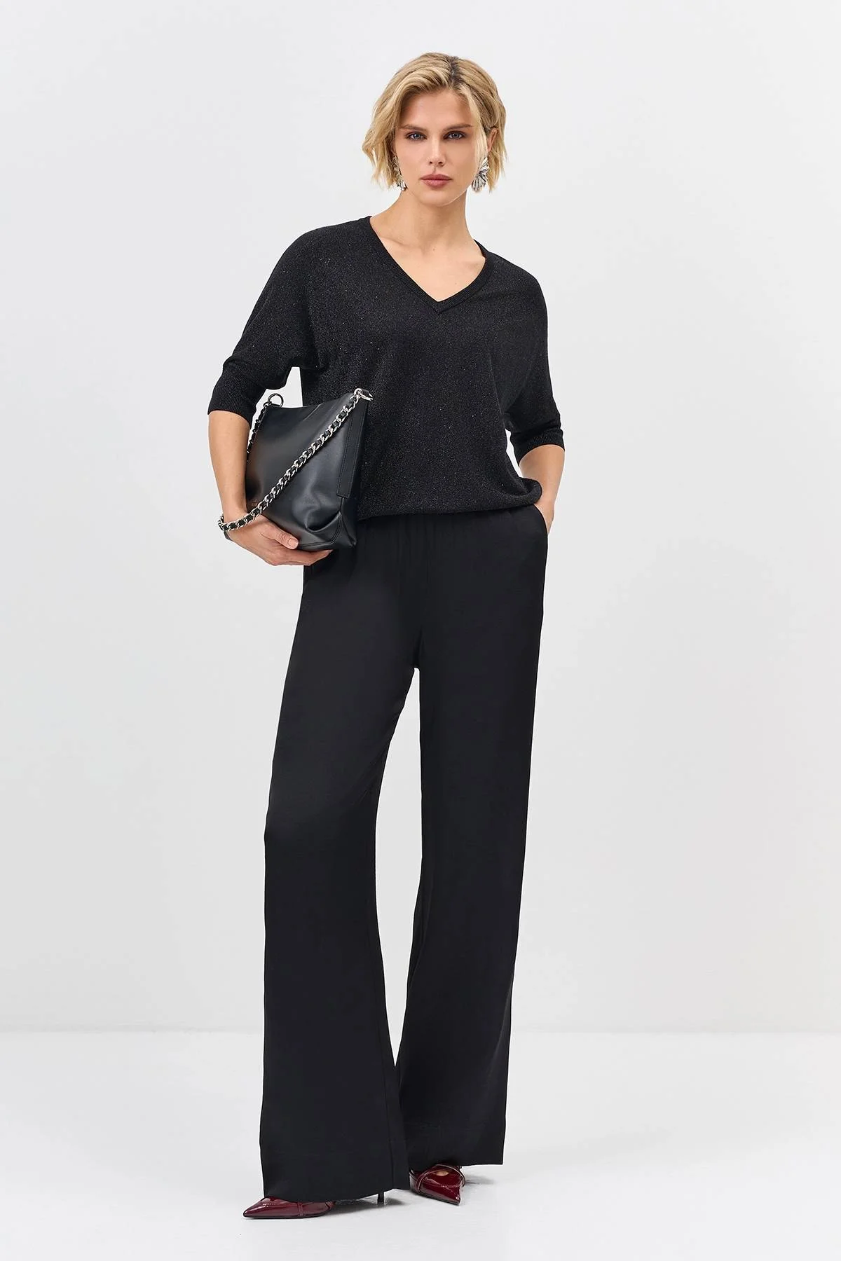 Лимитированная серия мерцающий джемпер с шелком и ремень, 44