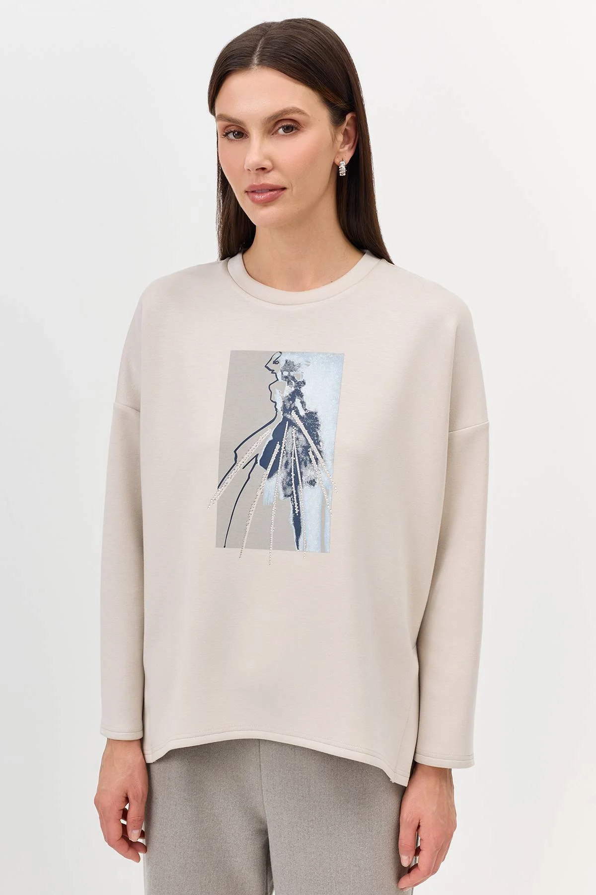 Лимитированная серия свободный cвитшот с принтом и ремень, 44