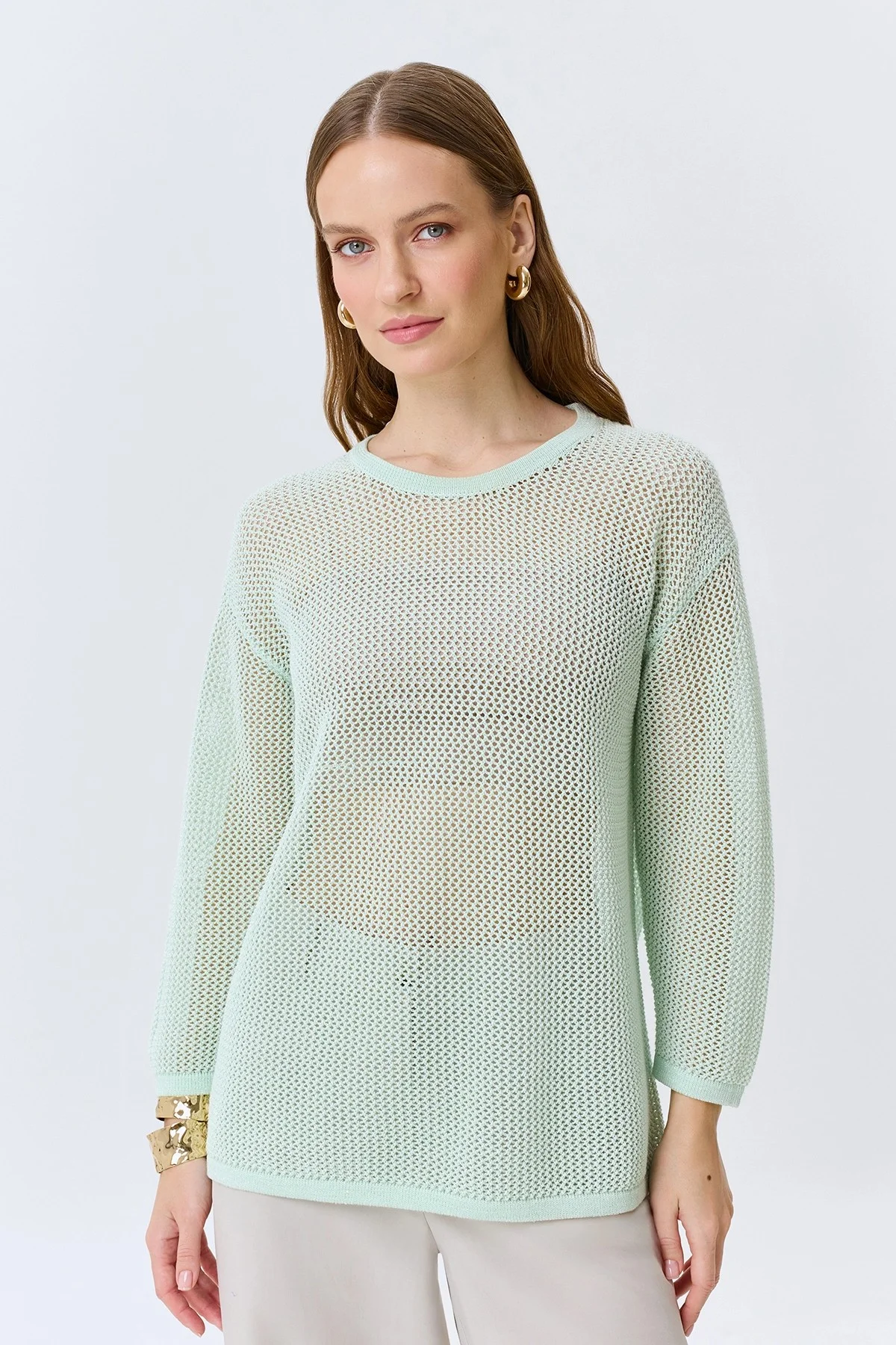 Ажурный вязаный джемпер, 40