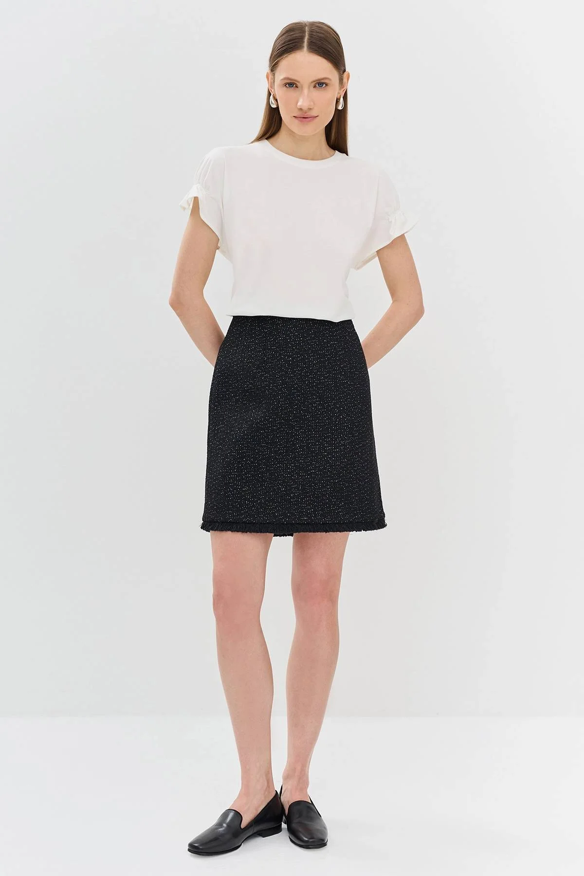 Лимитированая серия юбка-мини из твида с ремнем, 48