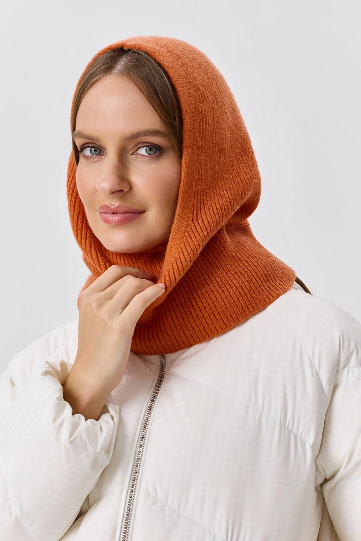 Капор оранжевый в рубчик, One