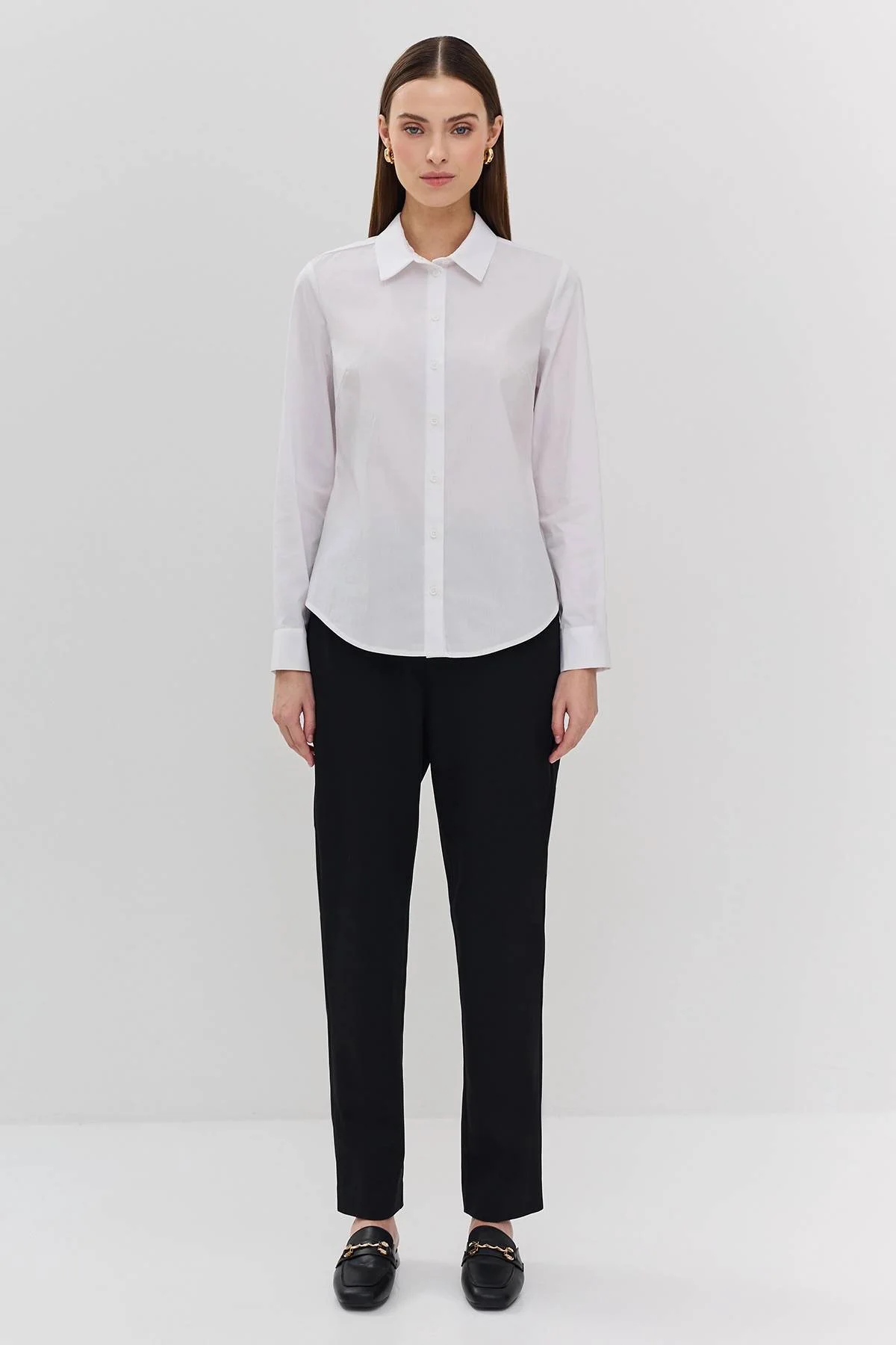 Лимитированая серия базовая рубашка из эластичного хлопка с ремнем, 50