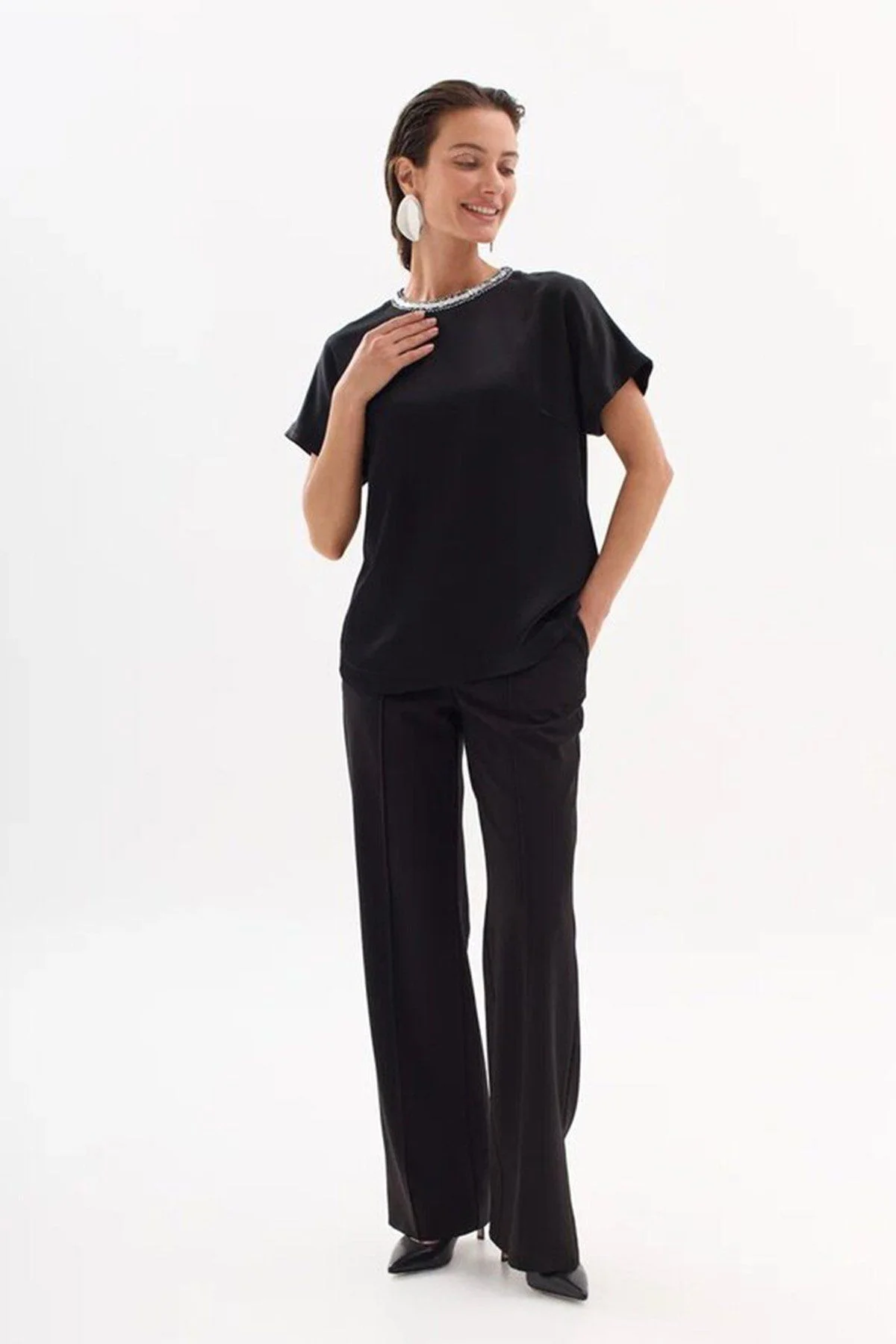 Блузка с акцентным воротником, 48р