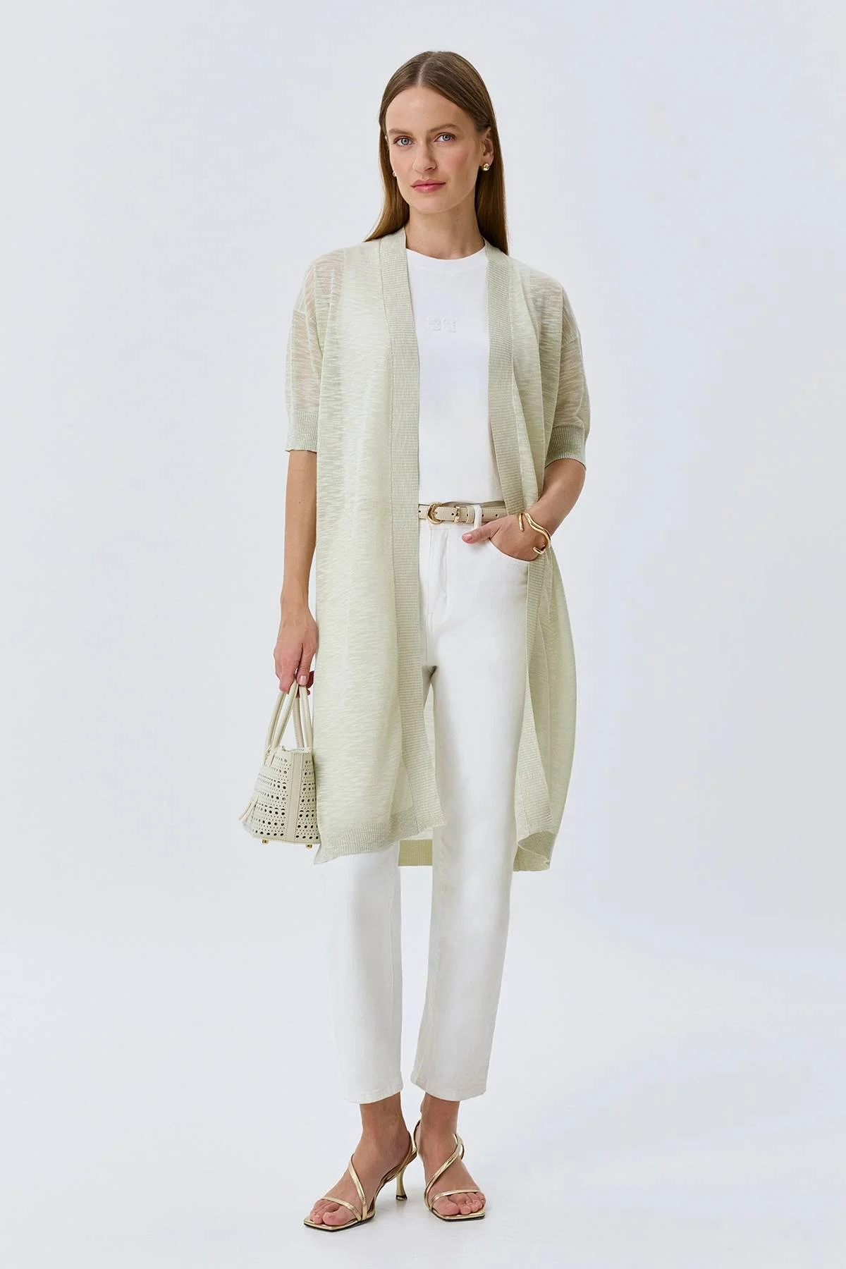 Длинный ажурный кардиган, 36