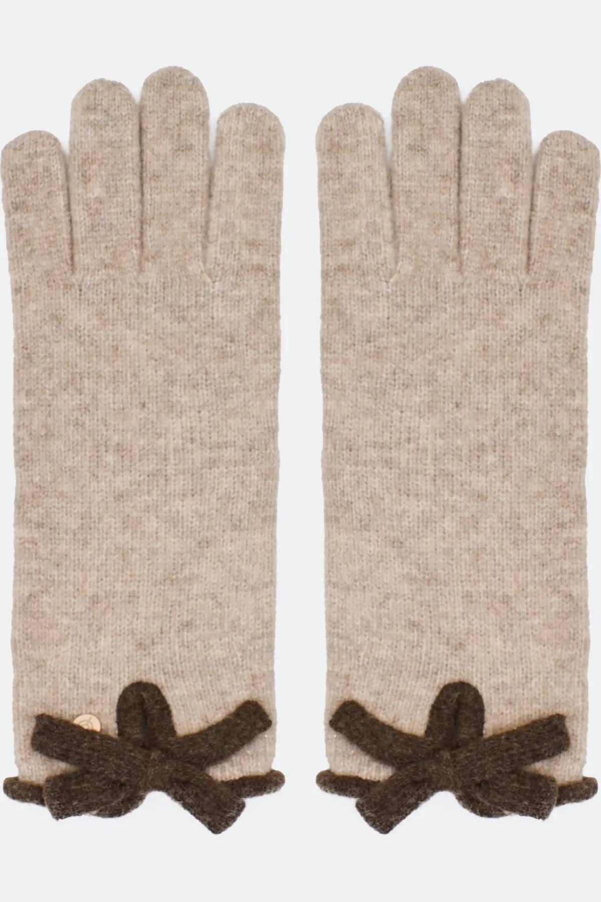 Светлые вязаные перчатки с контрастной отделкой, One