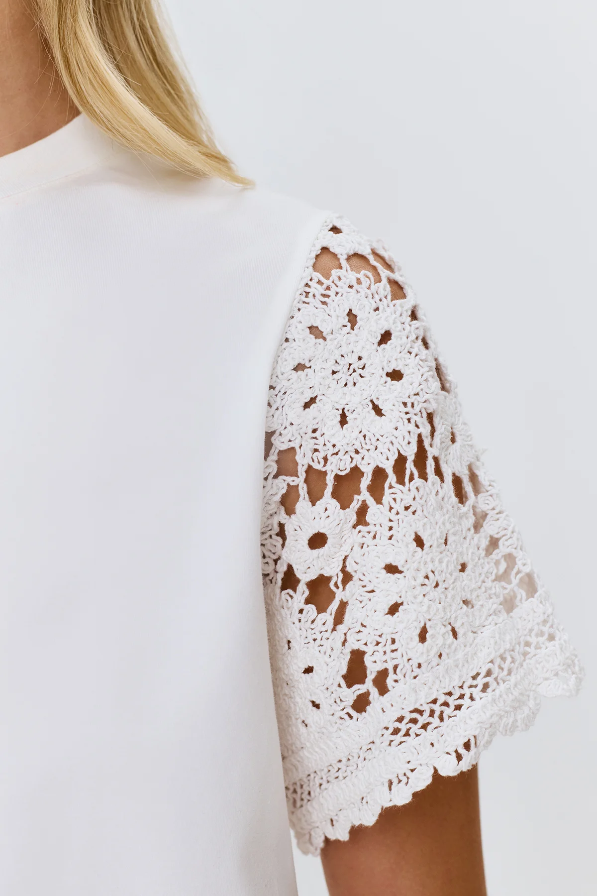 Футболка нарядная с кружевом хлопок, 42