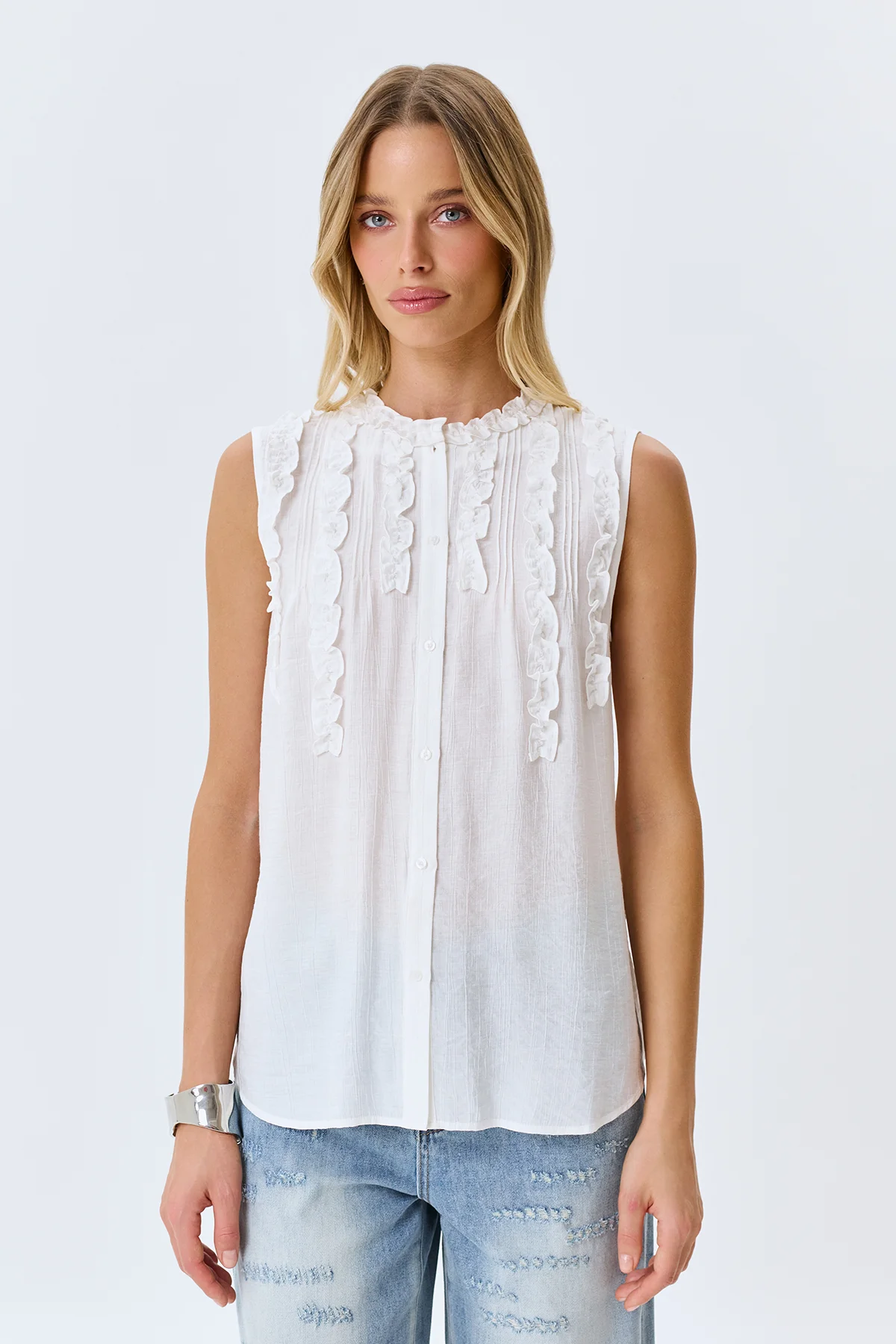 Блузка топ с романтичными рюшами, 50