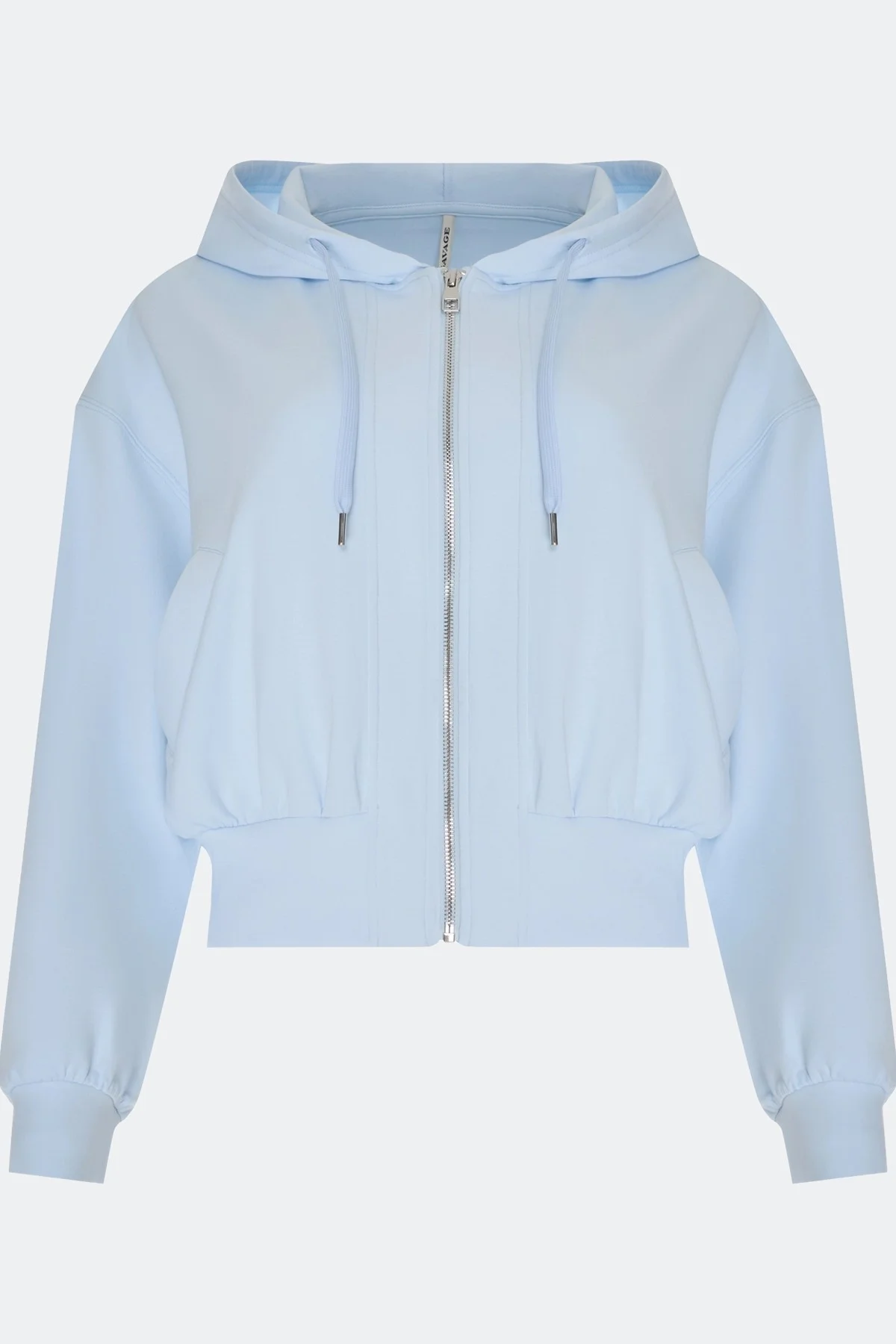 Укороченное голубое худи на молнии, 48