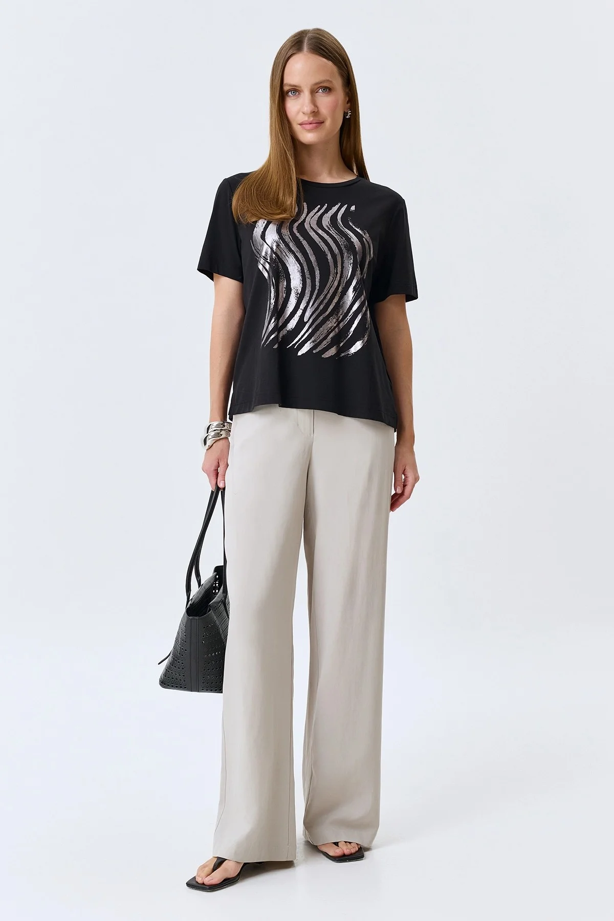 Футболка с металлизированным принтом, 46