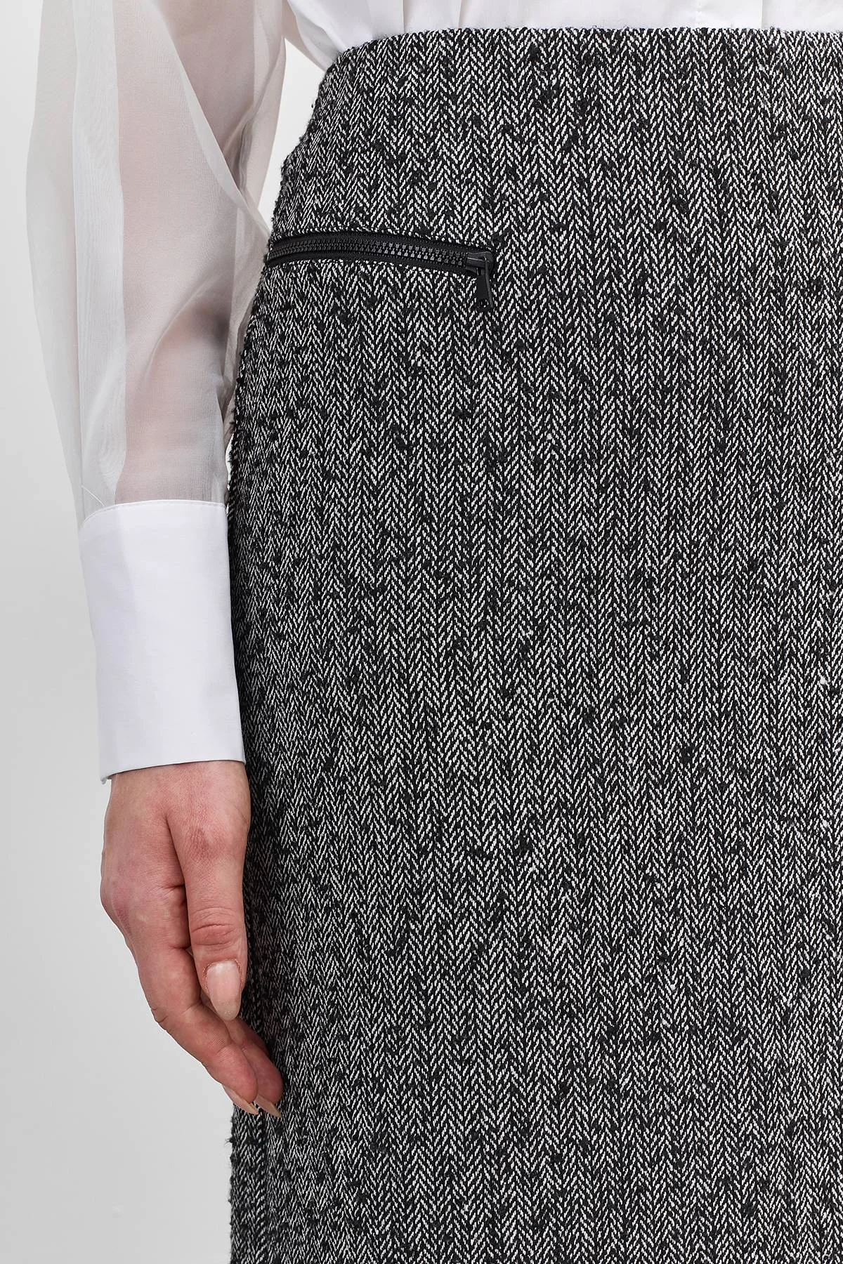 Прямая юбка из твида, 48