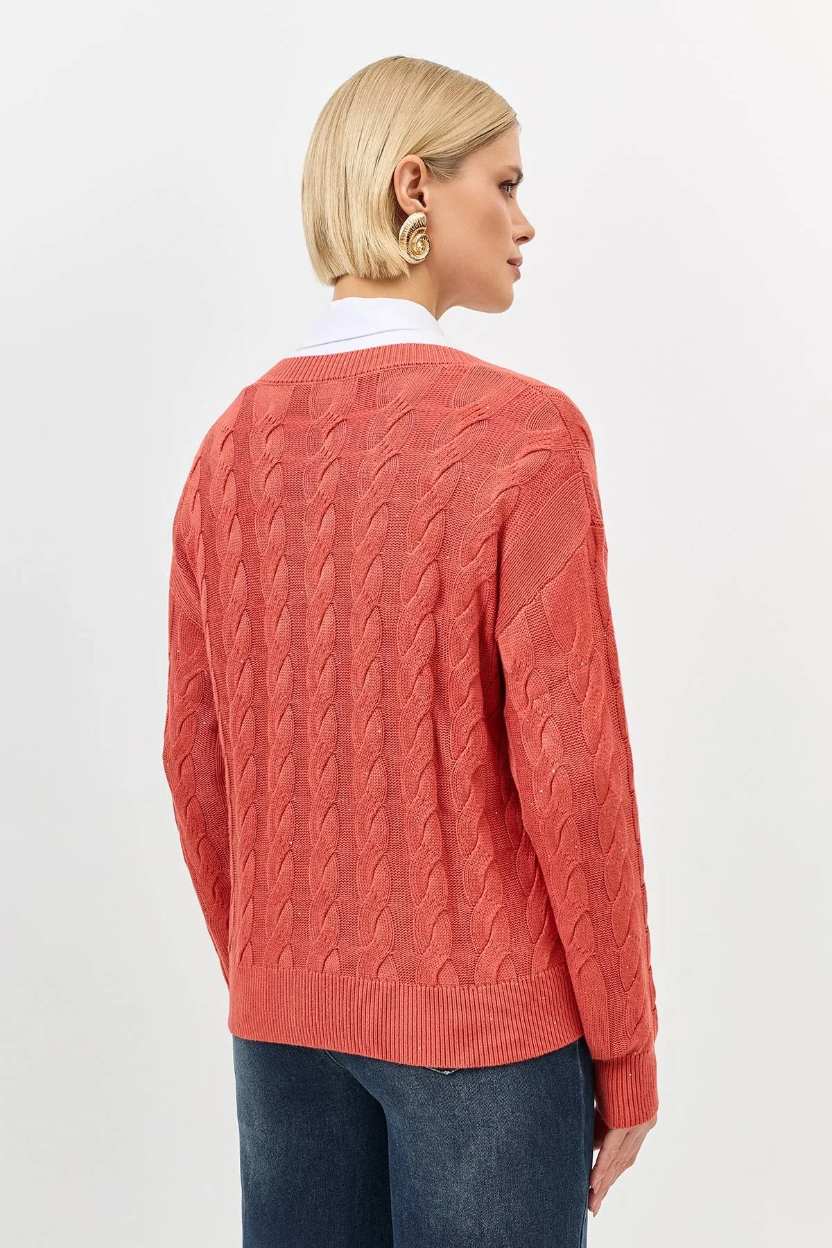 Лимитрированная серия яркий джемпер с косами и ремень, 36