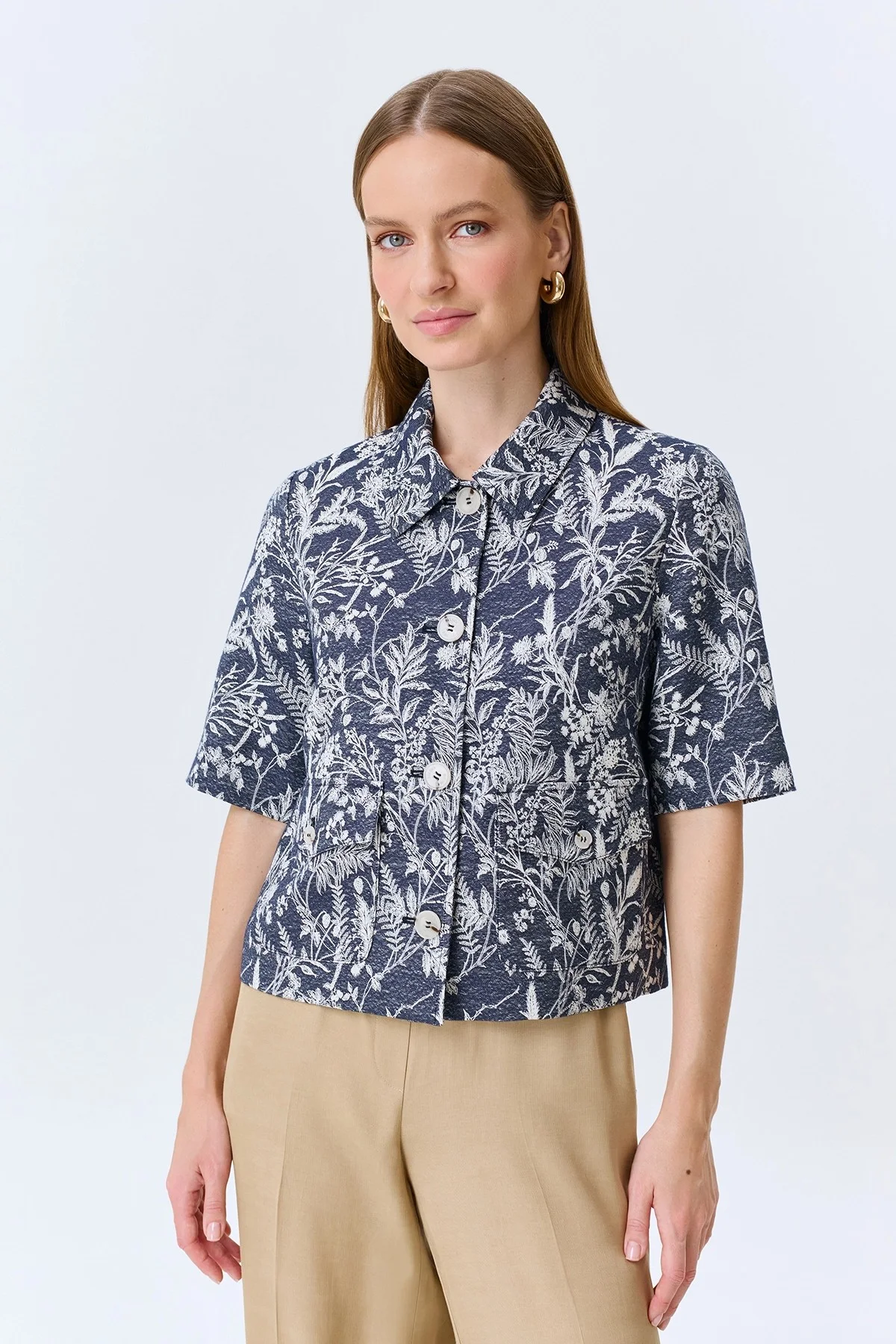 Жакет из жаккардового денима, 44