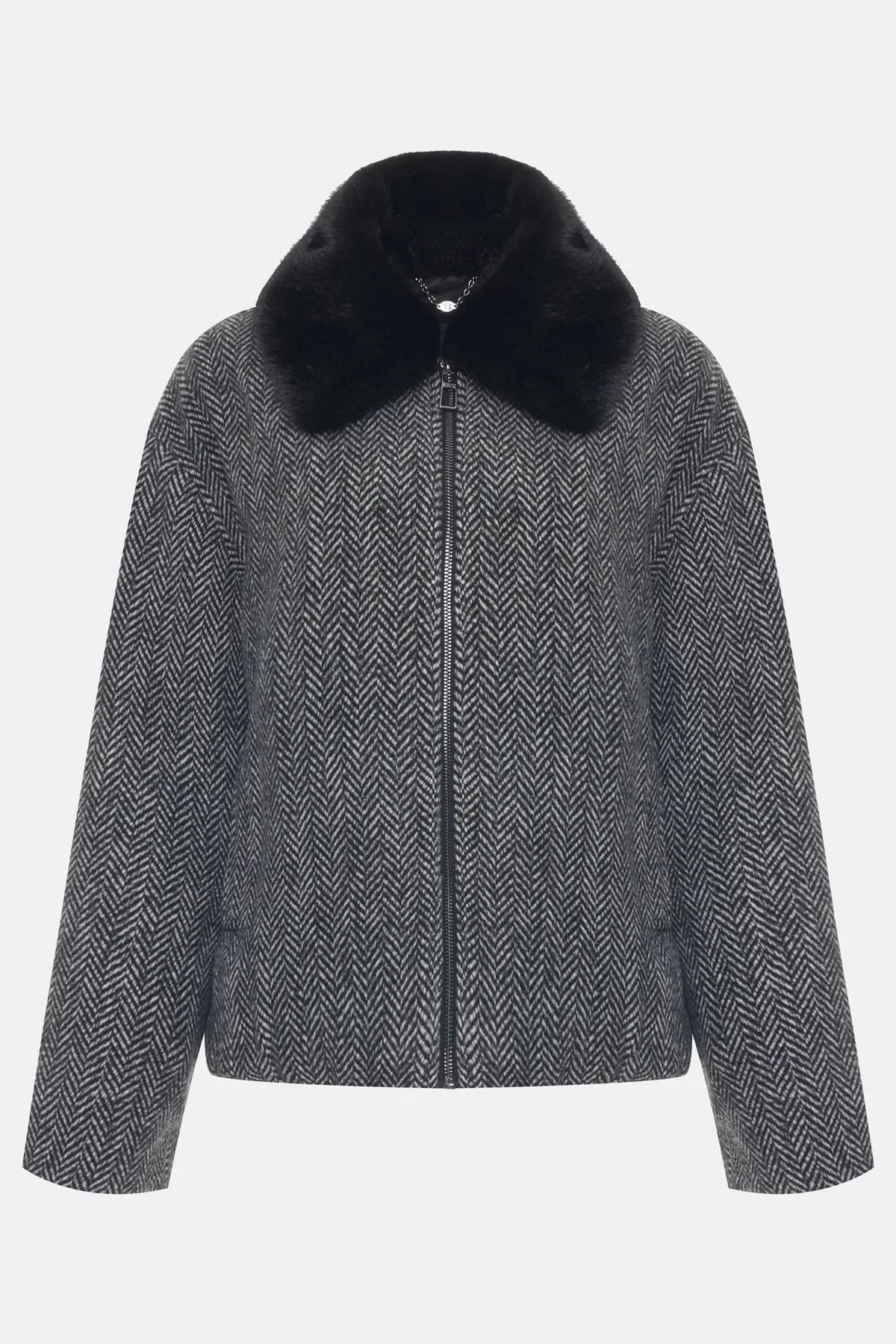 Лимитированная серия серая куртка с палантином, 50