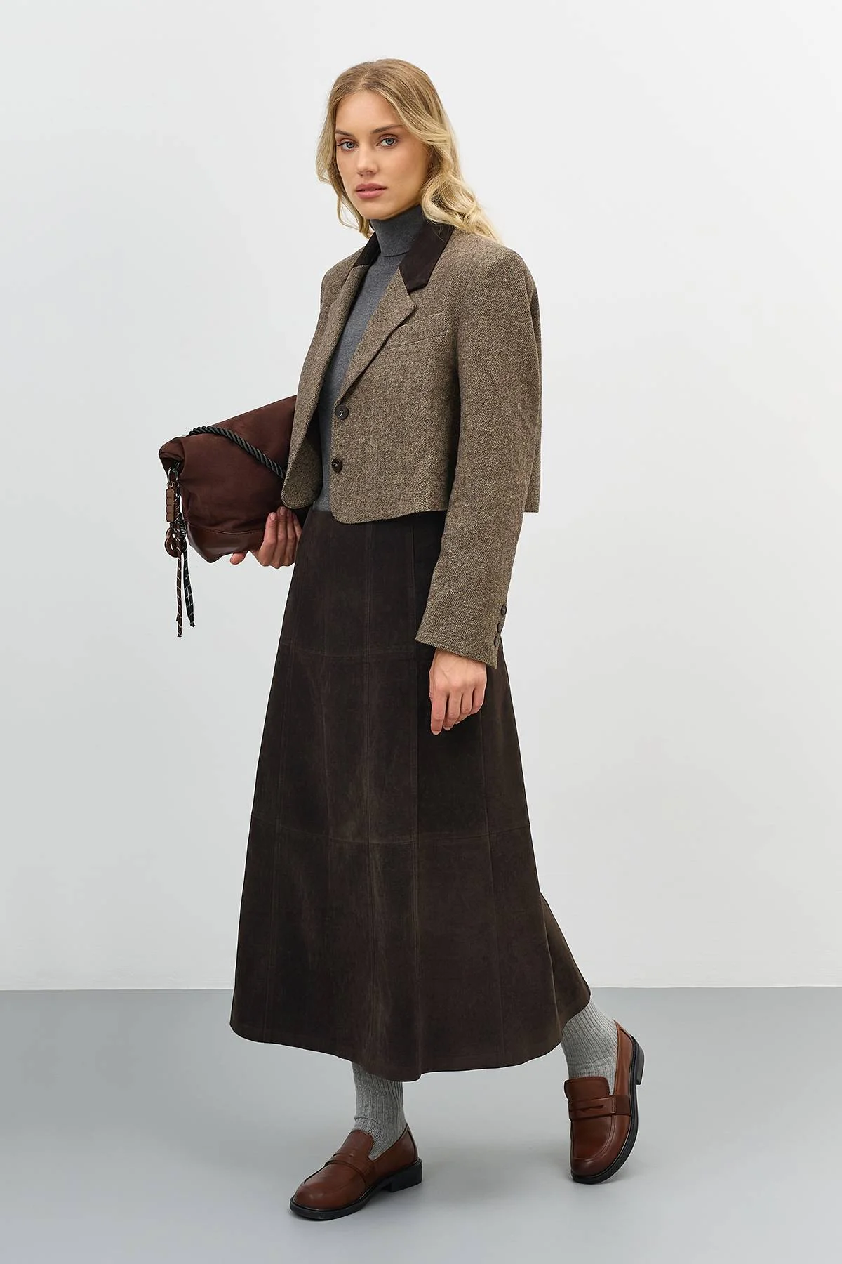 Лимитированная серия укороченный жакет из твида и ремень, 48