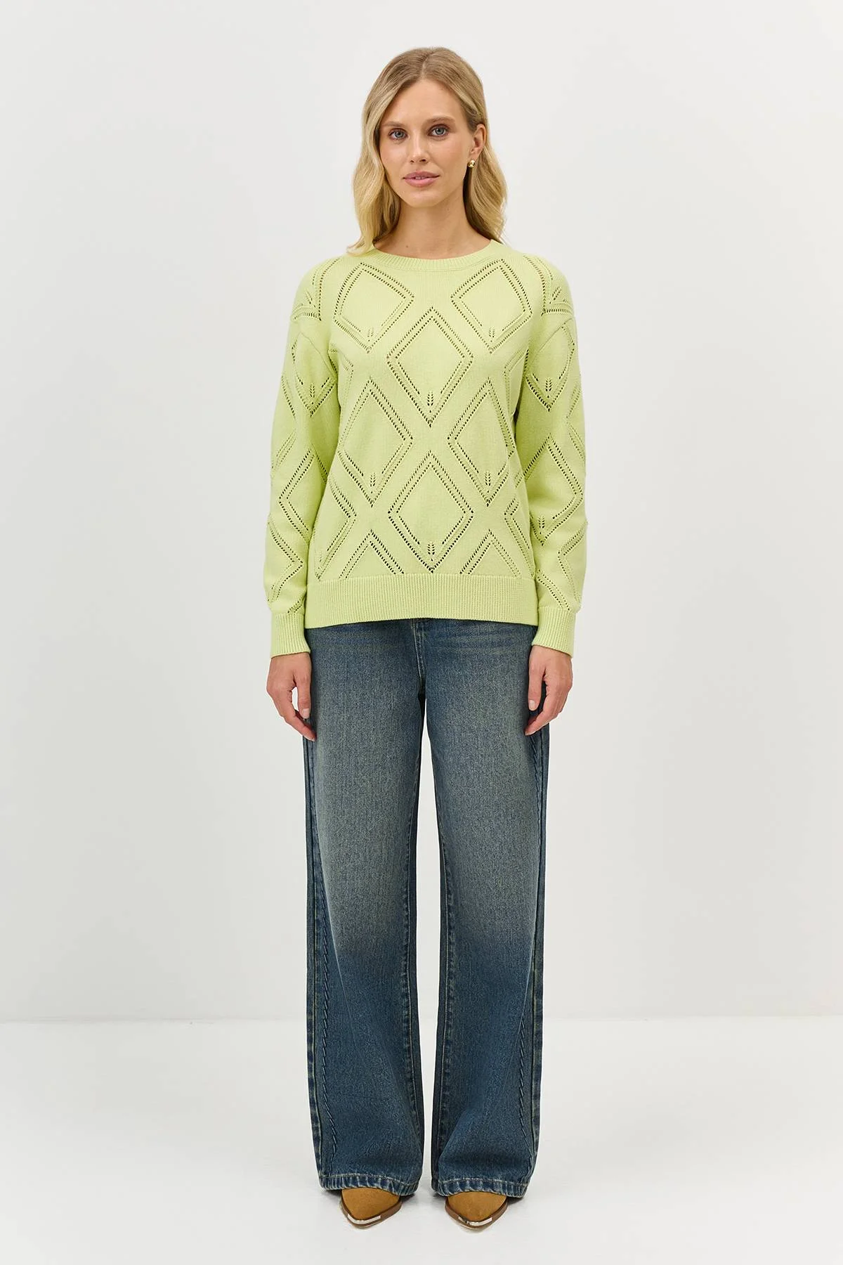 Лимитированная серия джемпер с ажурным узором и ремень, 44