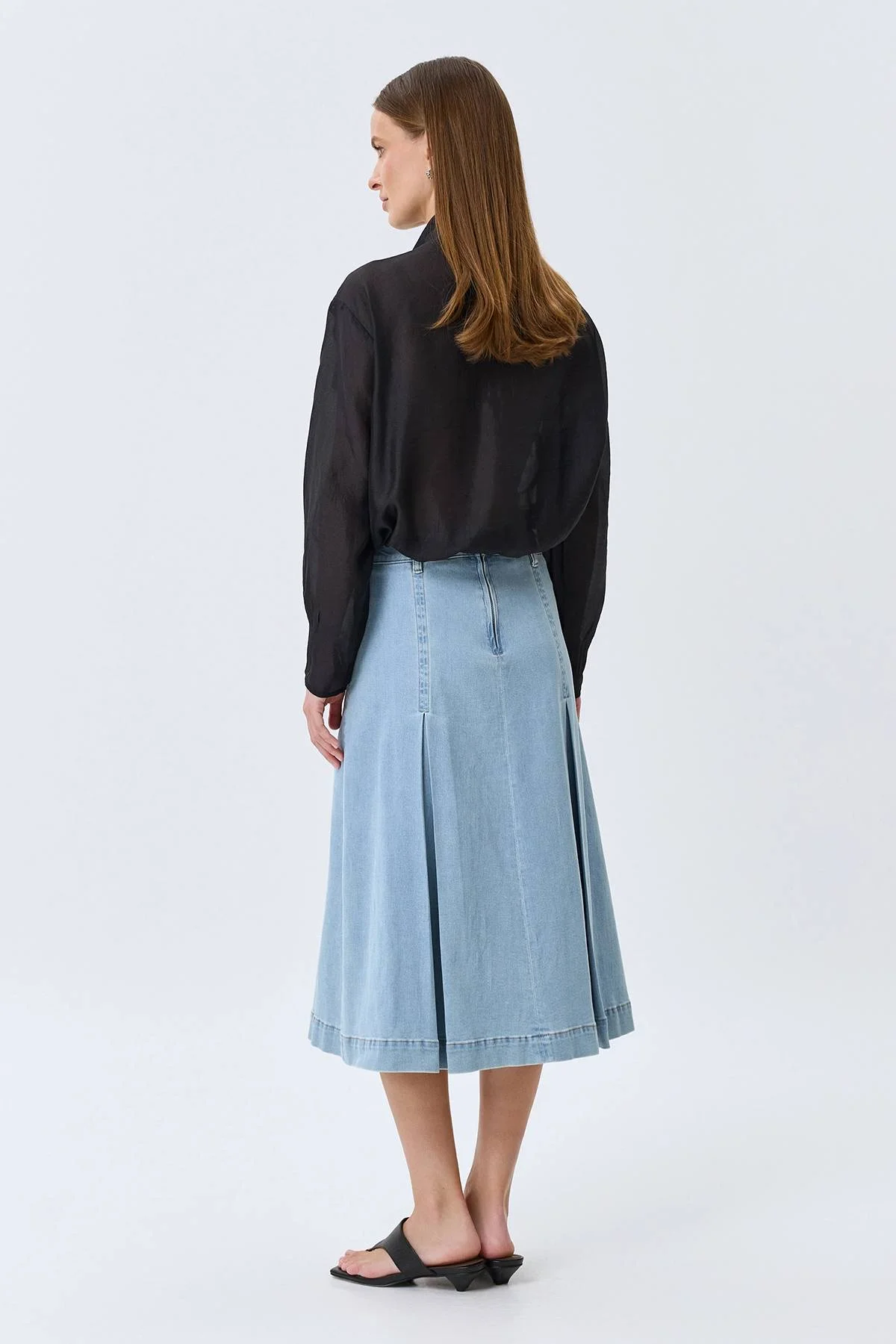 Джинсовая юбка с мягкими складками, 46