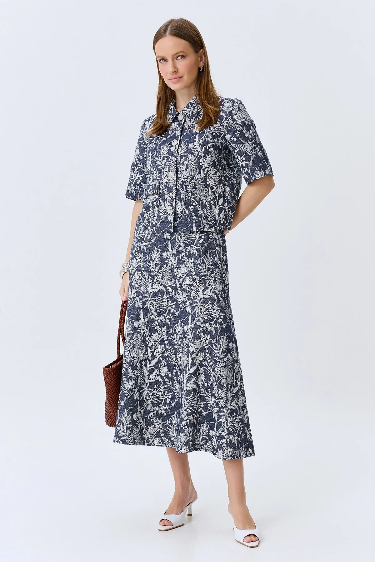 Юбка из жаккардового денима, 38