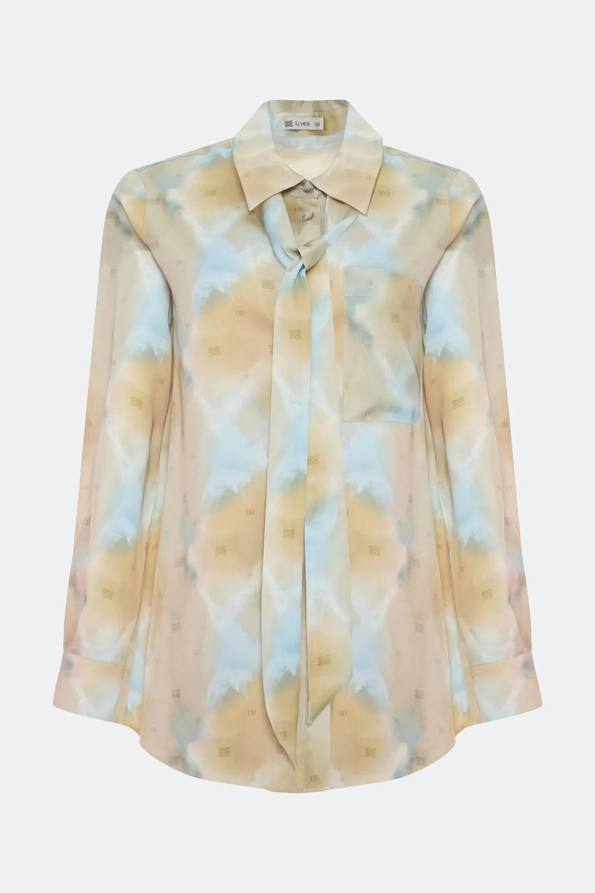 Блузка из вискозы с шарфом-твилли, 40