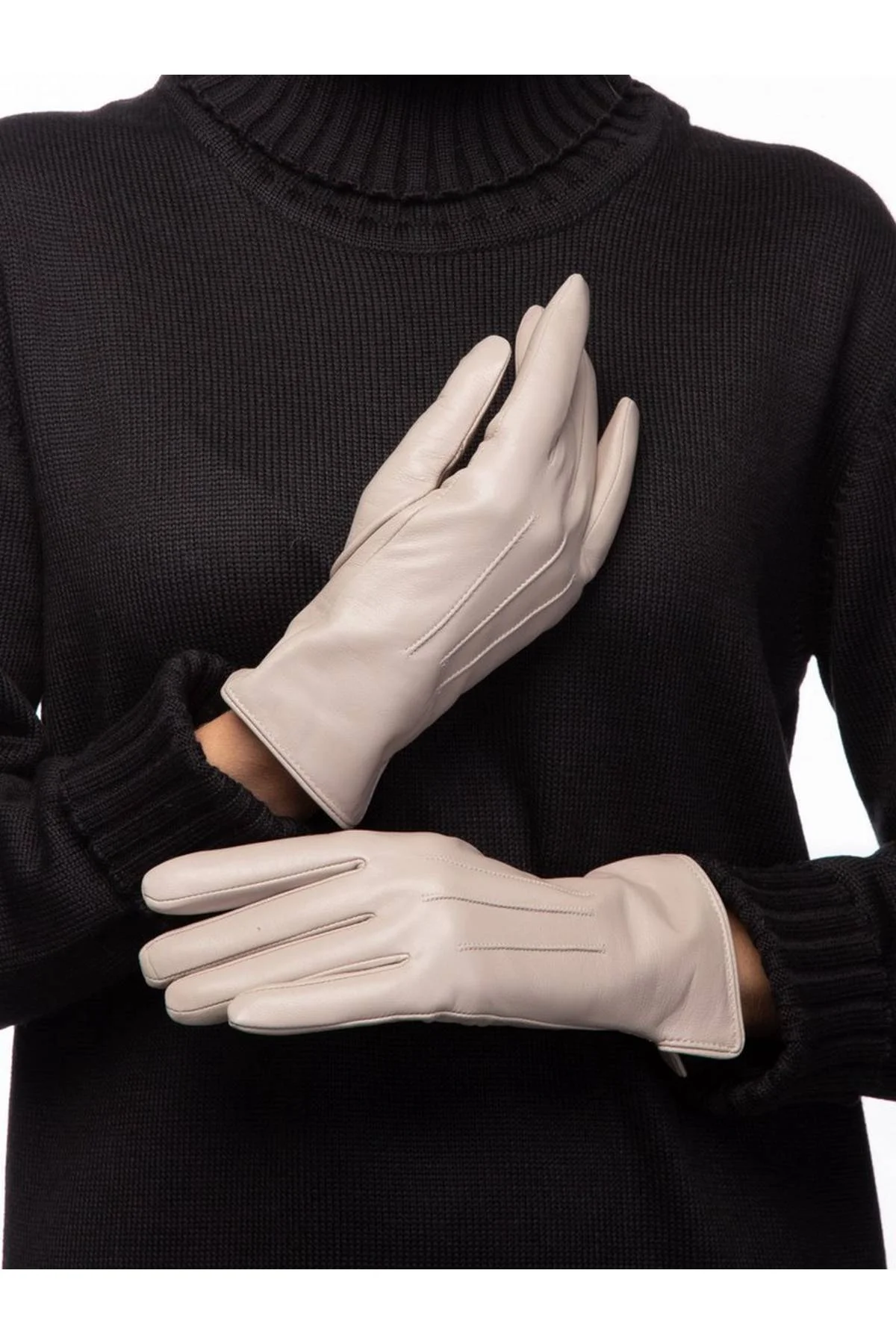 Перчатки серо-бежевые, 7,5