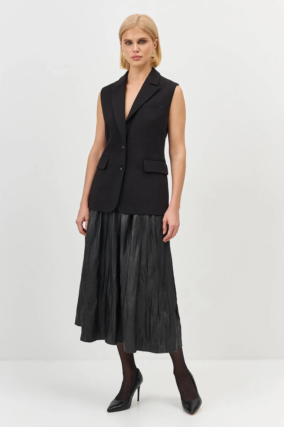 Лимитрированная серия юбка-миди из экокожи  и ремень, 34