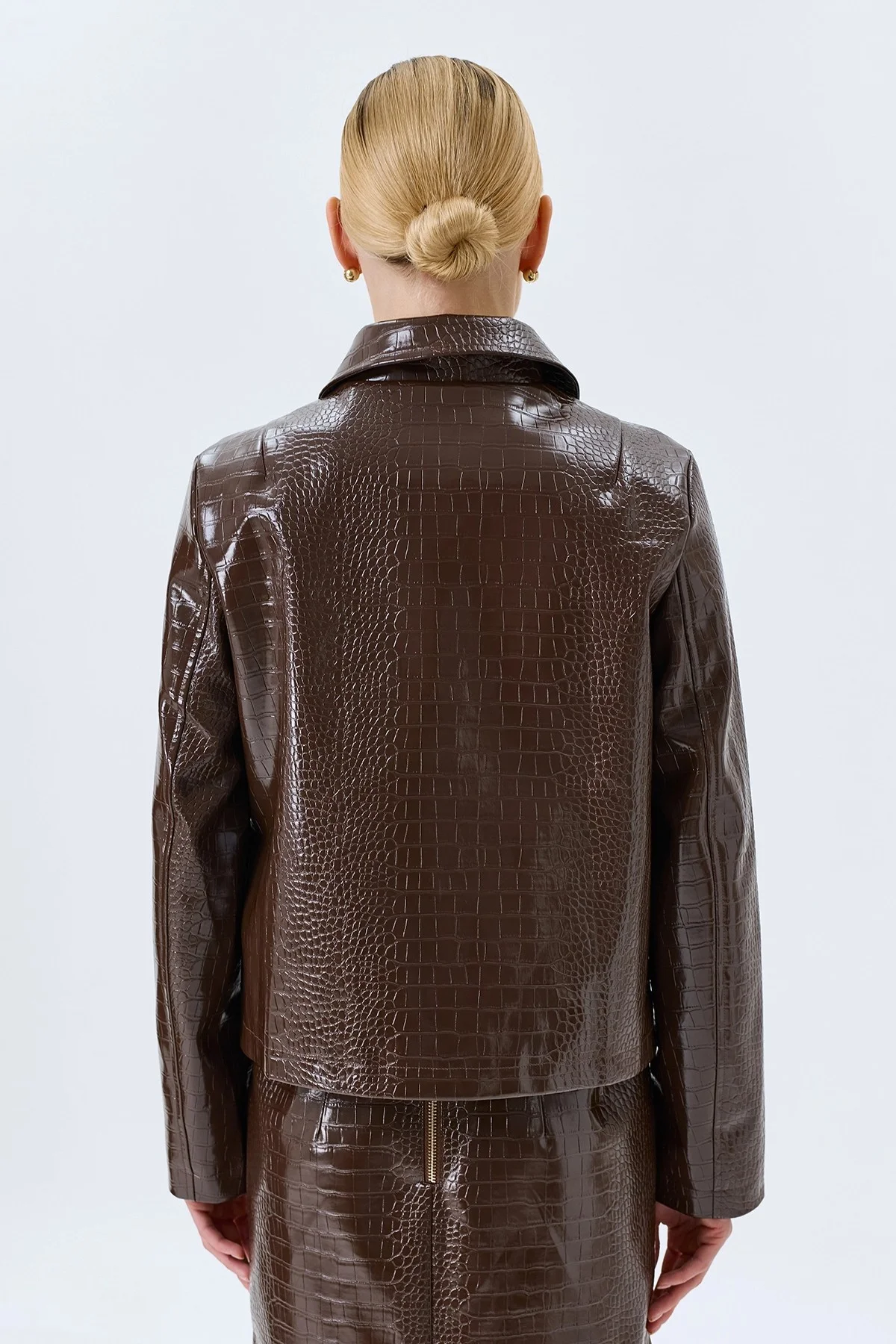 Жакет из фактурной искусственной кожи, 48