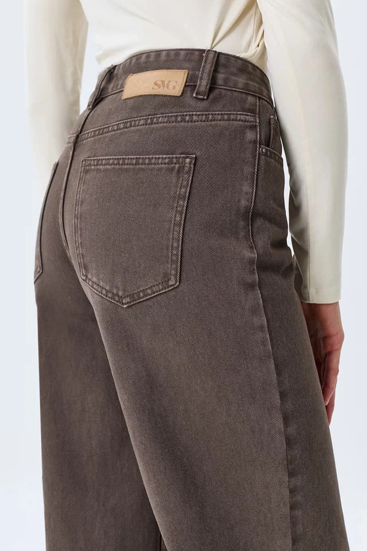 Кофейные джинсы "Wide leg", 50