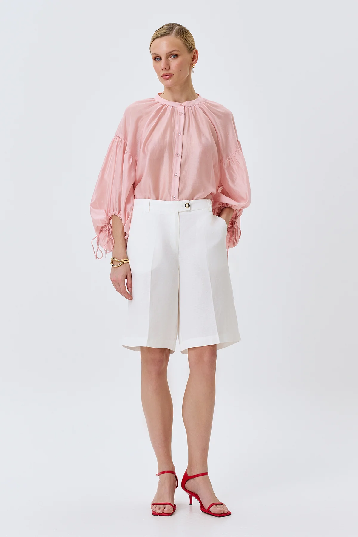 Льняные бермуды с мягкими стрелками, 44