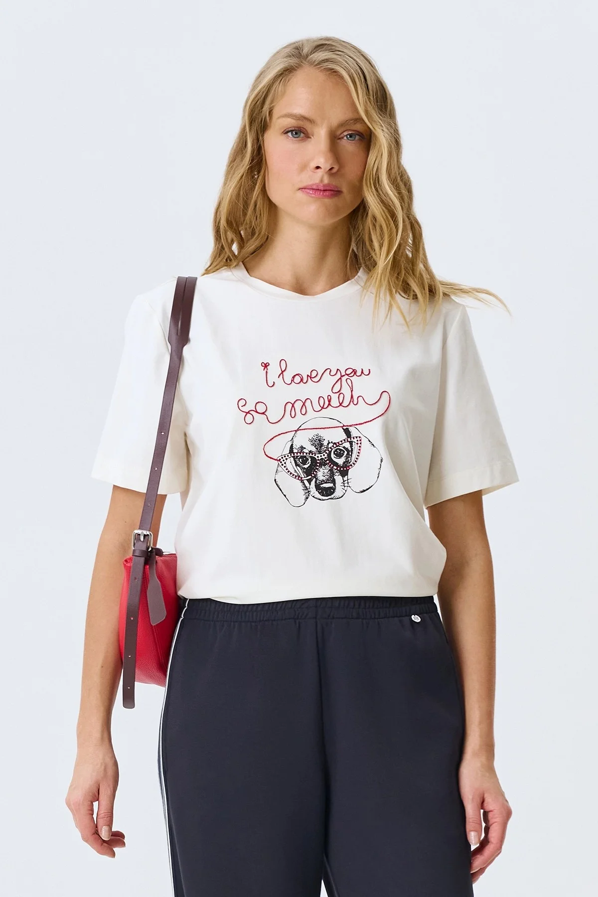 Футболка с принтом и вышивкой, 34