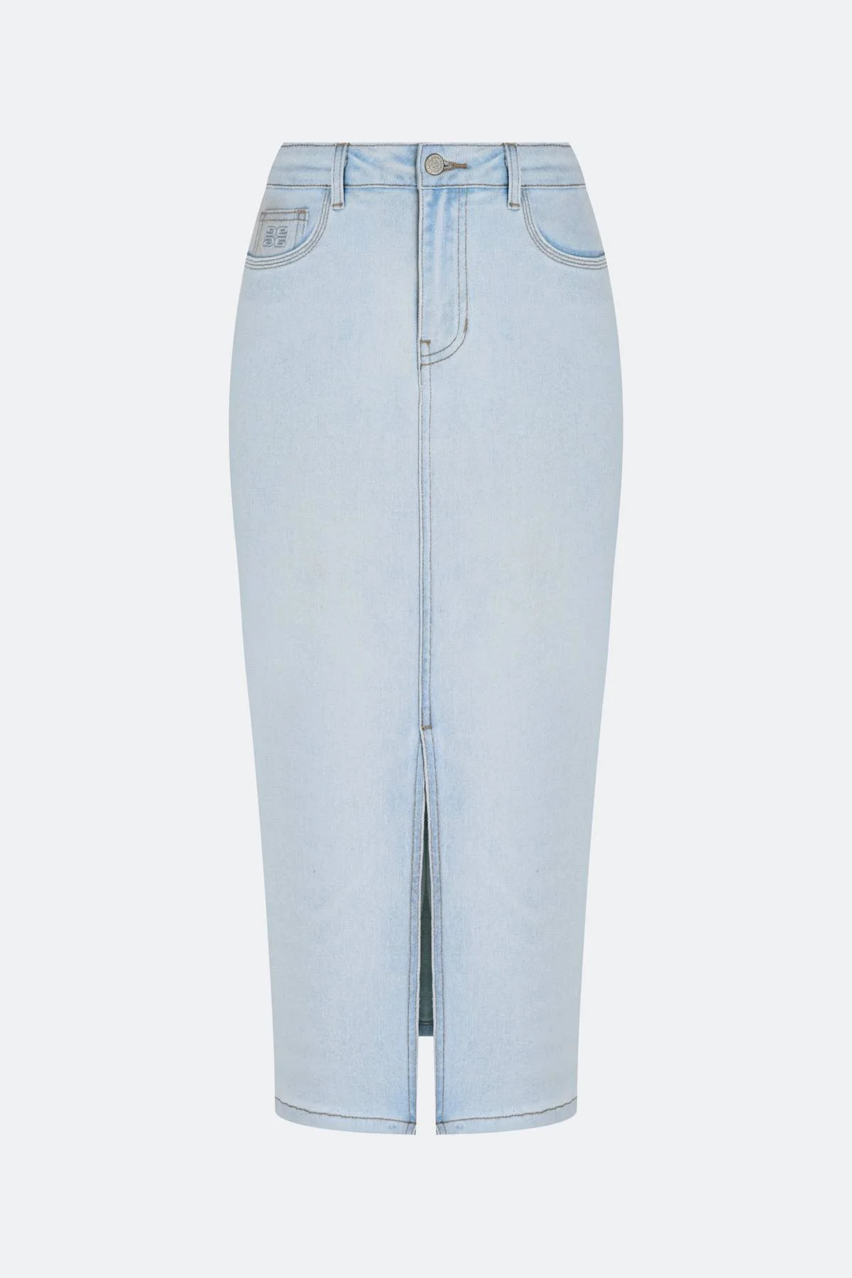 Джинсовая юбка с деликатными лампасами, 44