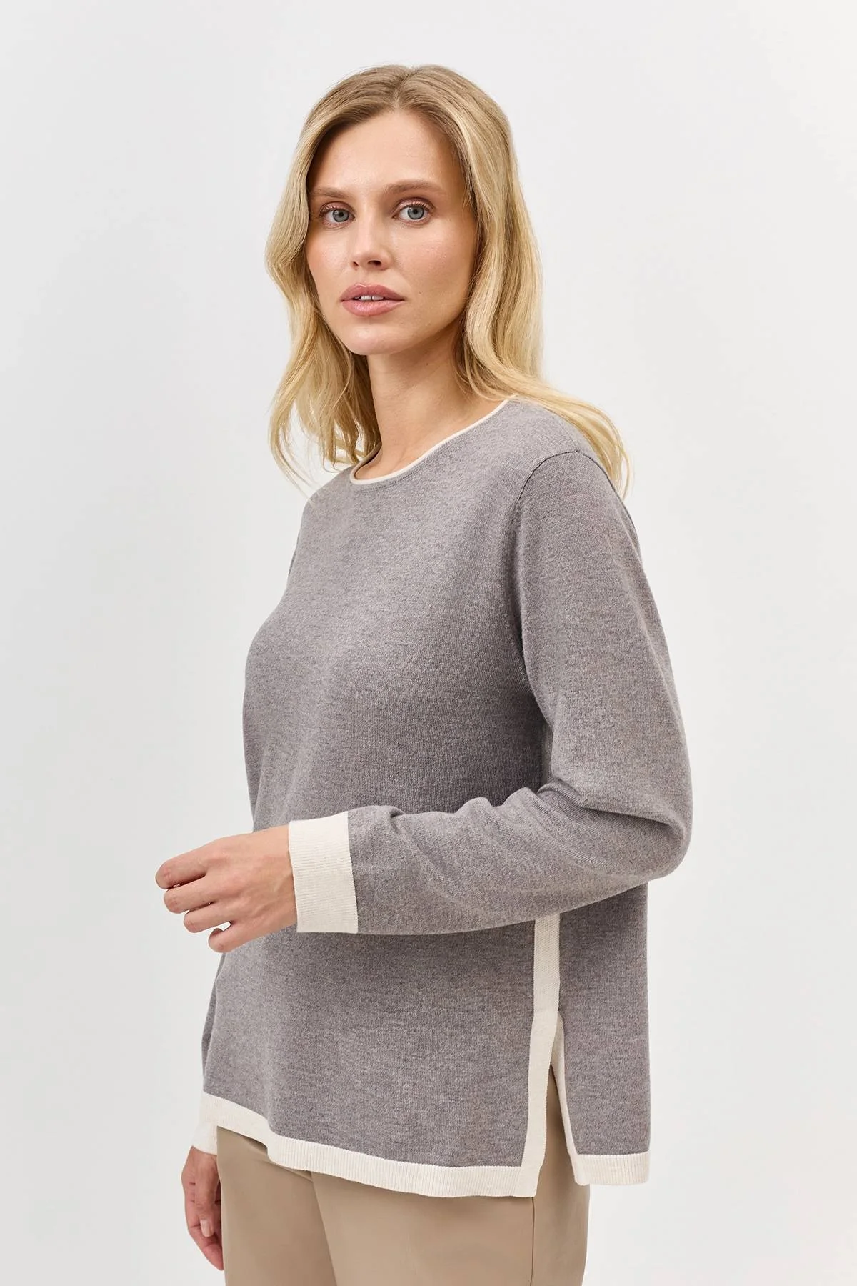 Лимитрированная серия джемпер с контрастными лампасами и ремень, 42