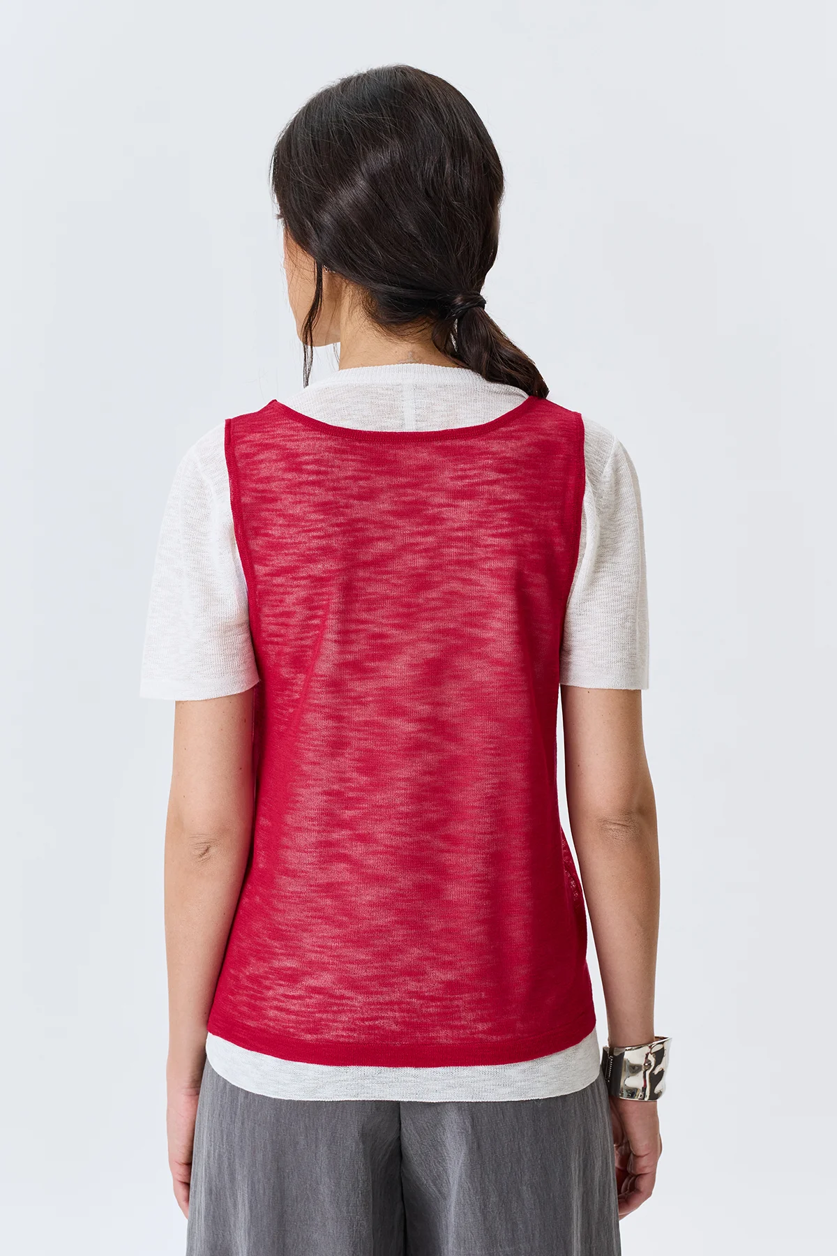 Джемпер тонкий вязаный с топом, 42