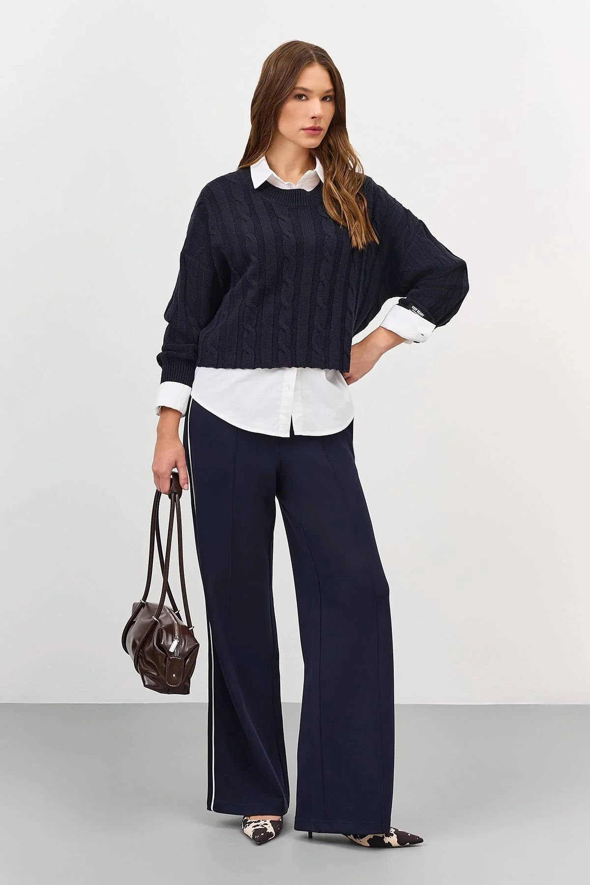 Лимитированная серия трикотажные брюки с контрастным кантом и ремень, 42