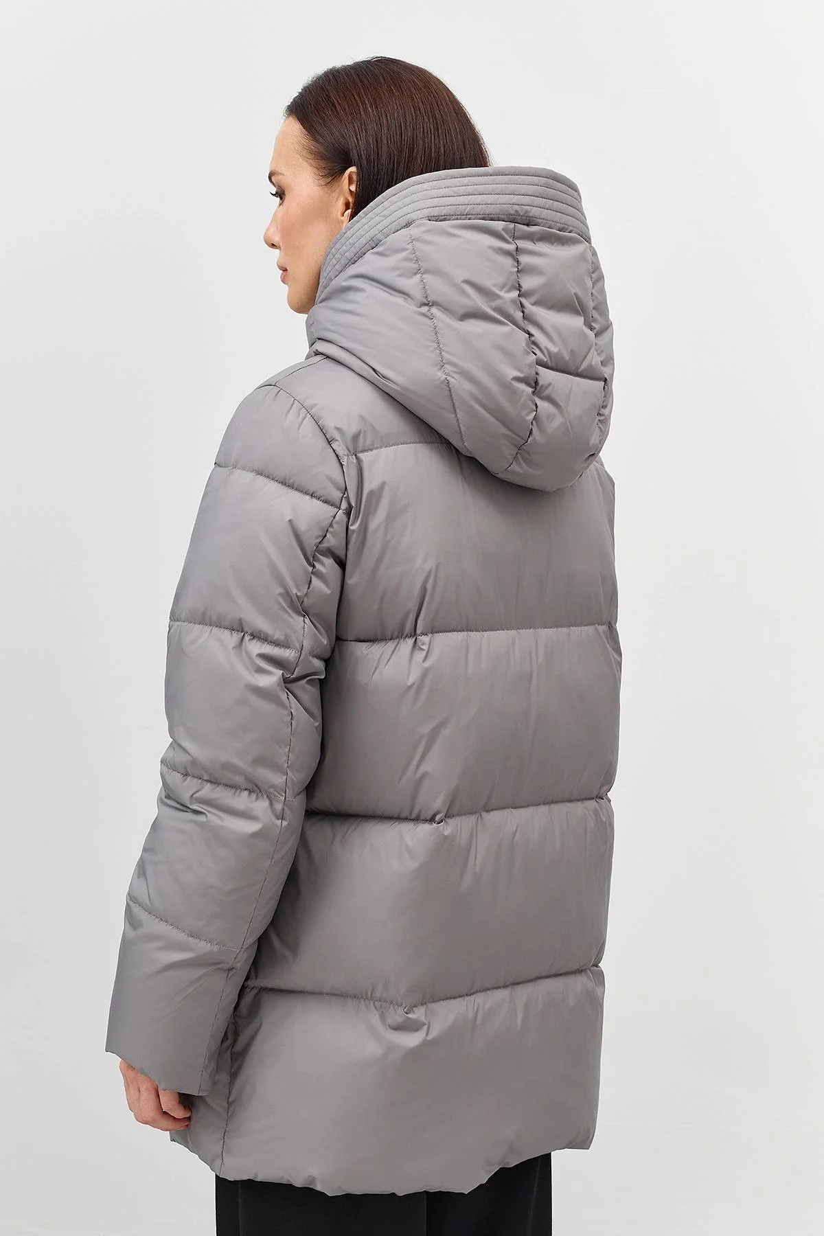 Лимитированная серия удлиненная куртка с трикотажными манжетами с палантином, 46