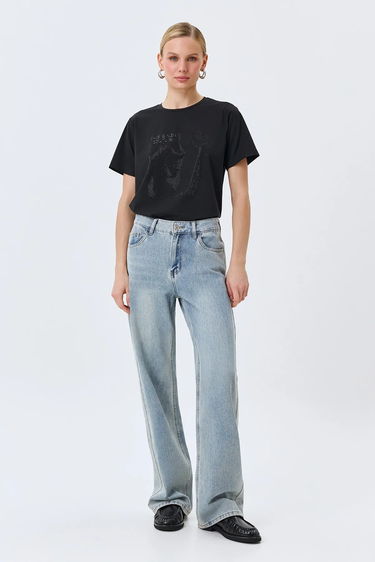 Свободные джинсы с деликатной варкой, 48