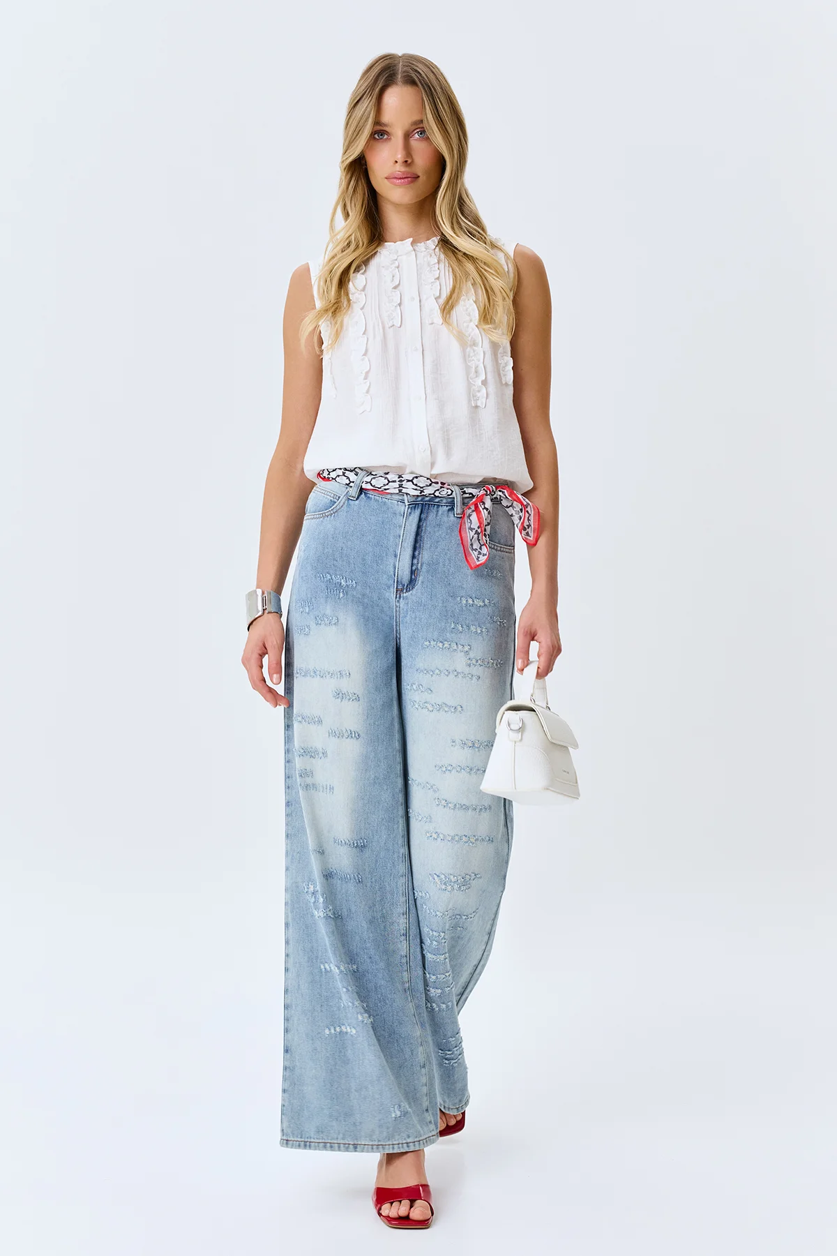 Блузка топ с романтичными рюшами, 44