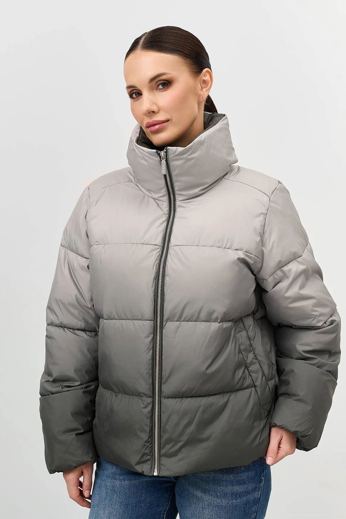 Лимитированная серия серая куртка с палантином, 48